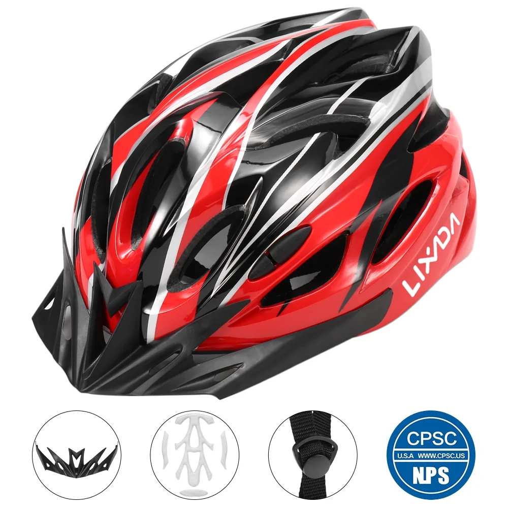 Lixada Lightweight Bicycle Helmet with Visor In-mold Mountain Road Bike Cycling Helmet Outdoor Sport Protective Helmet for Men and Women