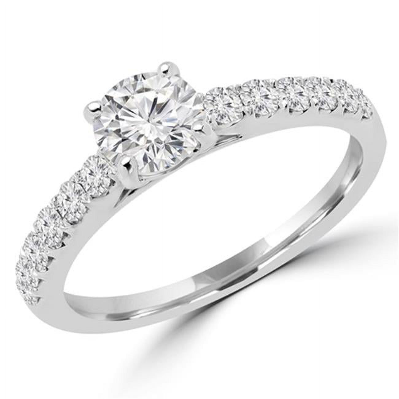 Majesty Diamonds  1.1 CTW Round Cut Diamond Multi Stone Engagement Ring in 18K White Gold - Size 8