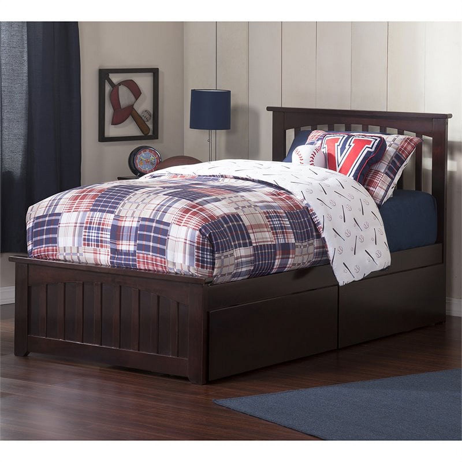 Leo & Lacey Farmhouse Solid Wood Twin XL Storage Platform Bed in Espresso