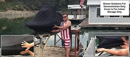 Indoor Jet Ski Cover for Kawasaki SX-R 2017-2019 - Black Satin - Ultra Soft & Stretchy - Protects from Dust & Dings Inside! Includes Storage Bag - Indoor ONLY