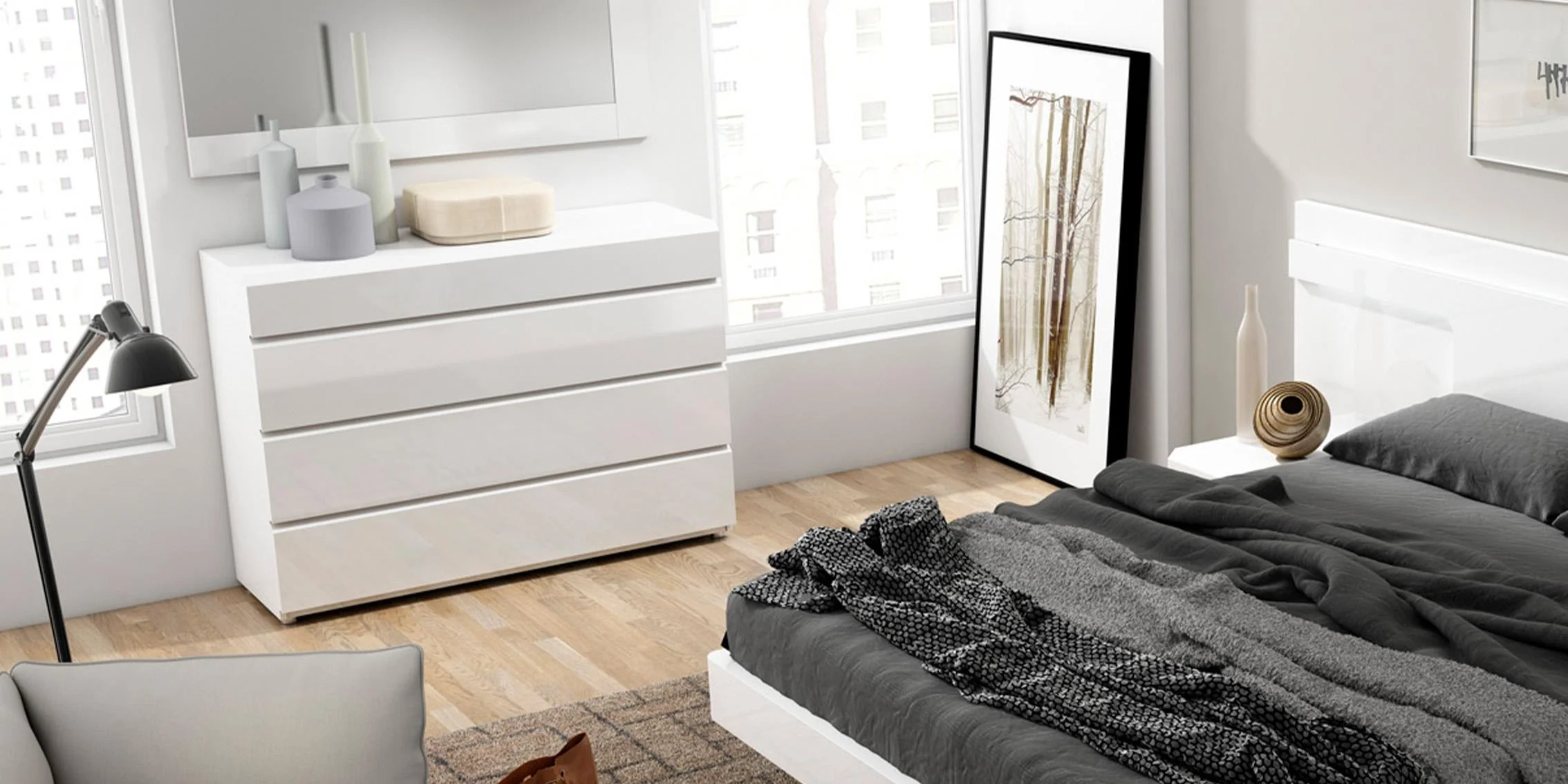 White Lacquer 4 Drawer Dresser SARA ESF Modern Contemporary Garcia Sabate, Spain