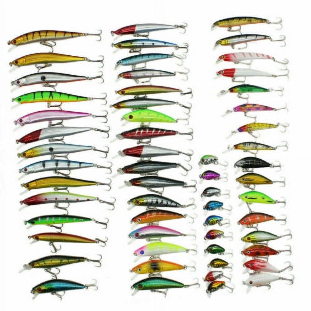 Jinyi Set Of 56Pcs Mixed Minnow Fishing Lures Bass Baits Crankbaits Fish Hooks Tackle