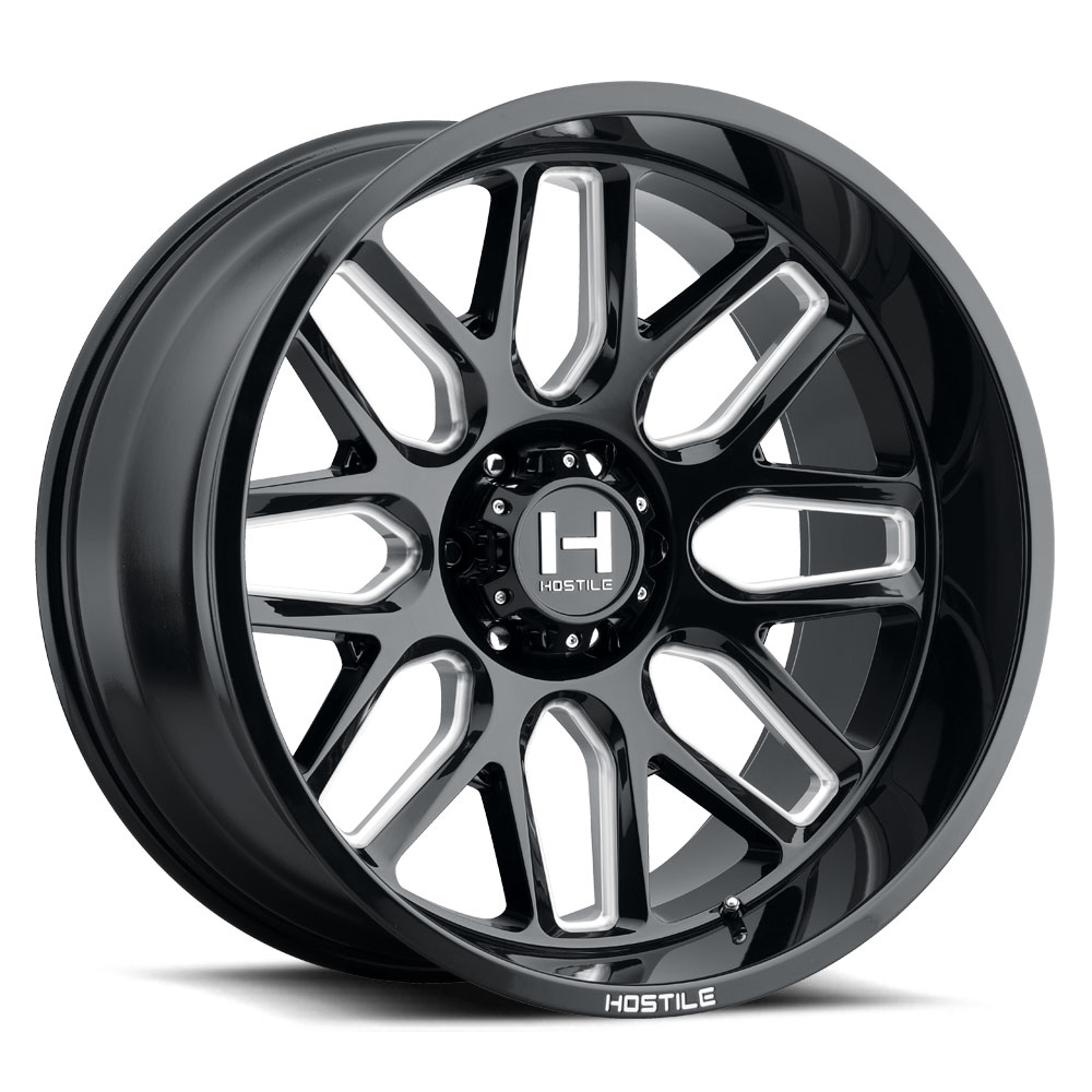 20x10 Hostile H120 Vulcan Blade Cut (Black Milled) Wheel 8x180 (-19mm)