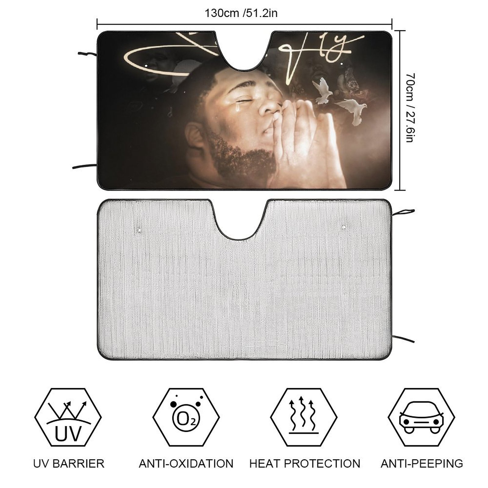 Sing Rod Wave Car Windshield Sunshade Accessories Umbrella Foldable Reflective Sun Visor Front Window Cover Protector