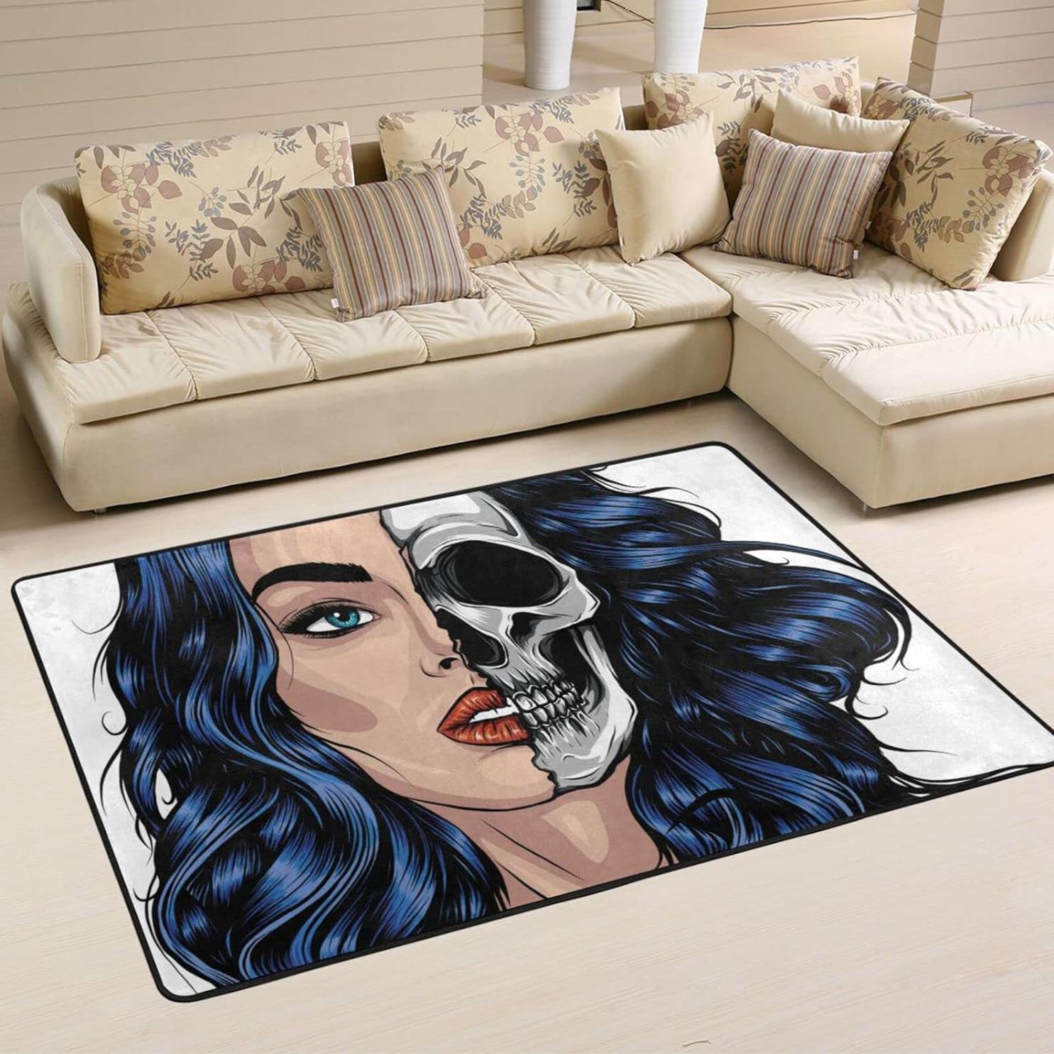 Bestwell Queen Woman Skull Area Rug,72