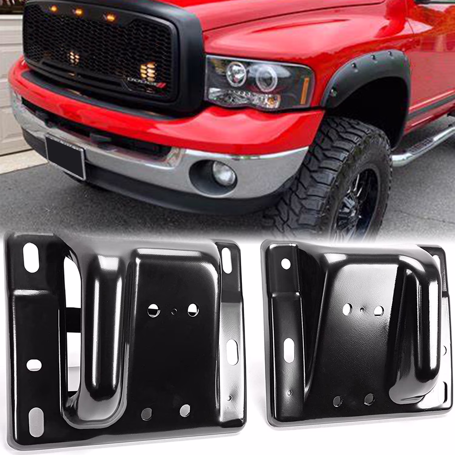Kojem Front Pair Bumper Mounting Bracket for 2002-2018 Dodge Ram Pickup 1500 2500 3500 Driver & Passenger Side Replaces CH1042107 CH1043107 68196251AA 68196250AA