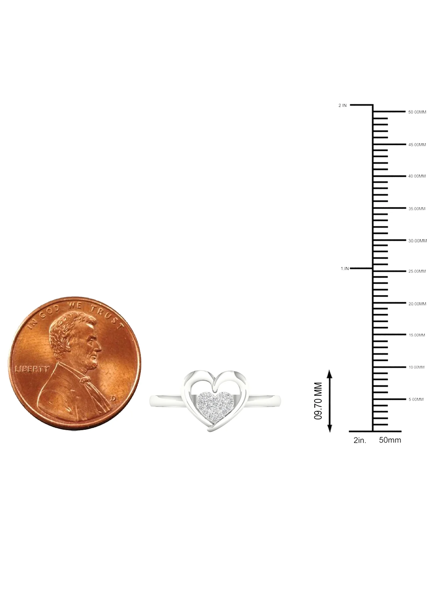 Imperial 1/20Ct TDW Diamond S925 Sterling Silver Cluster Heart Fashion Ring (H-I, I2)