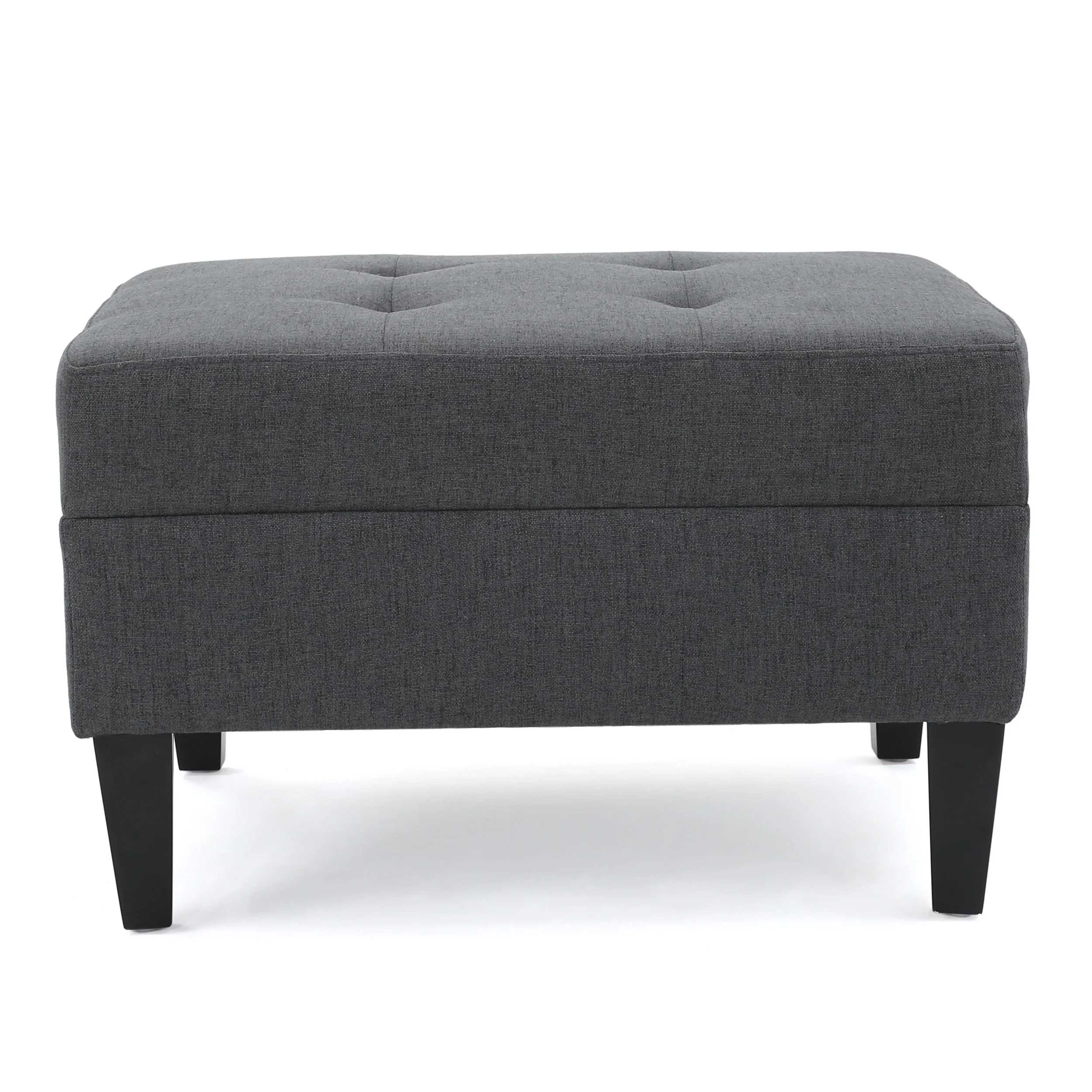 Noble House Sofija Fabric Tufted Ottoman, Dark Grey
