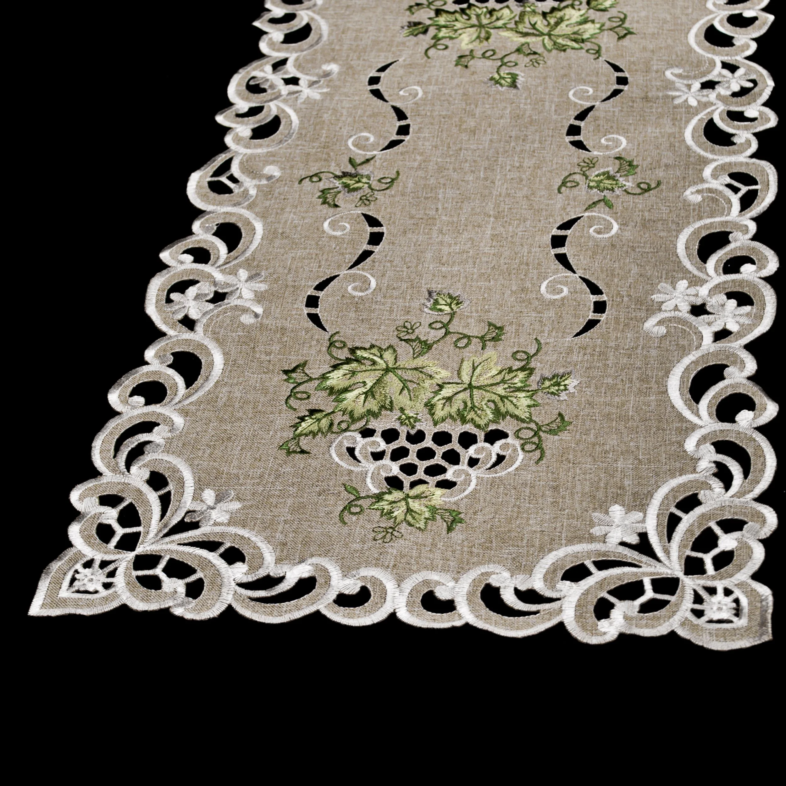 Antique Green Leaf on Sage Green Rectangular Runner (14