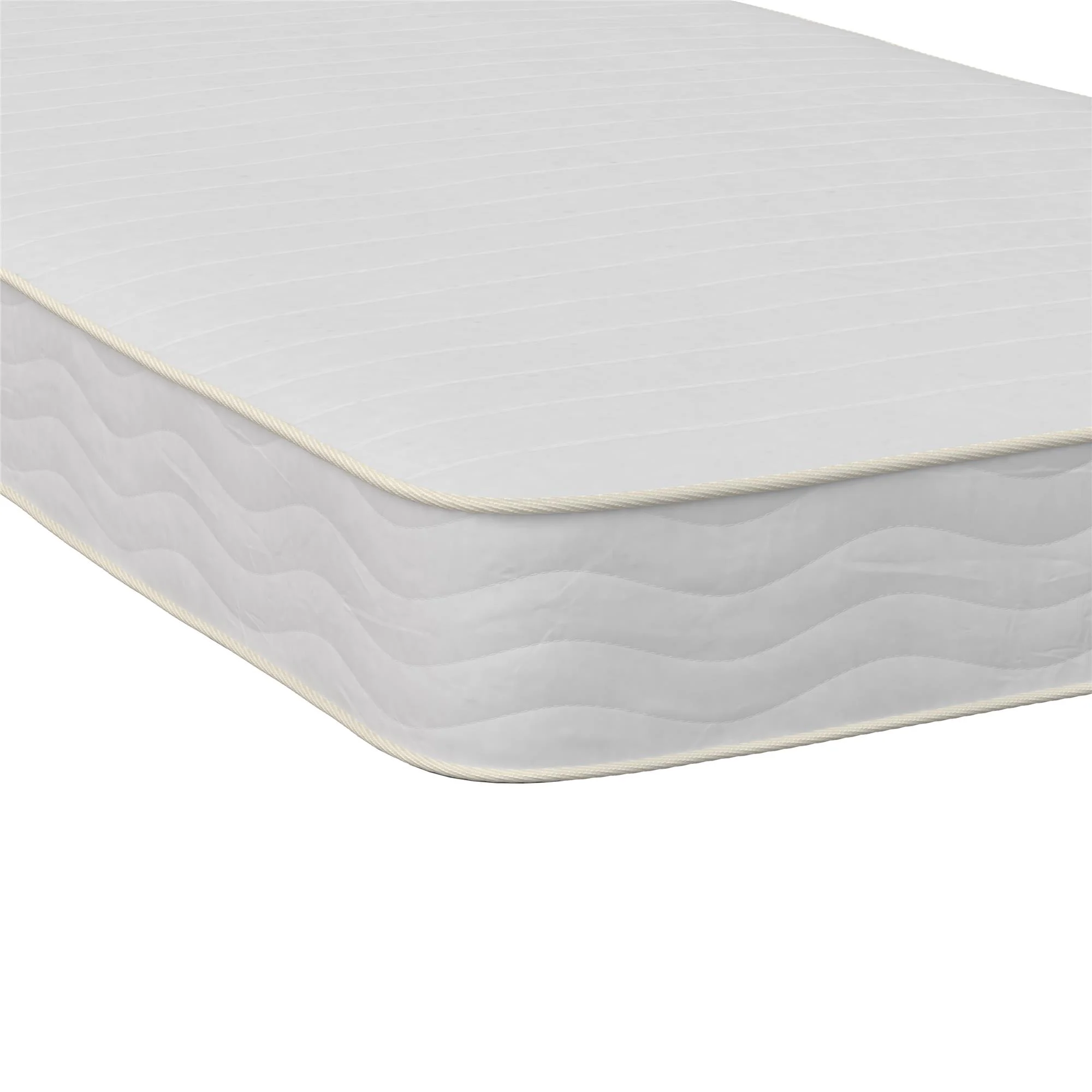 DHP Dakota Upholstered Bed with Signature Sleep Tranquil 8-Inch Pocket Spring Mattress, Twin, White