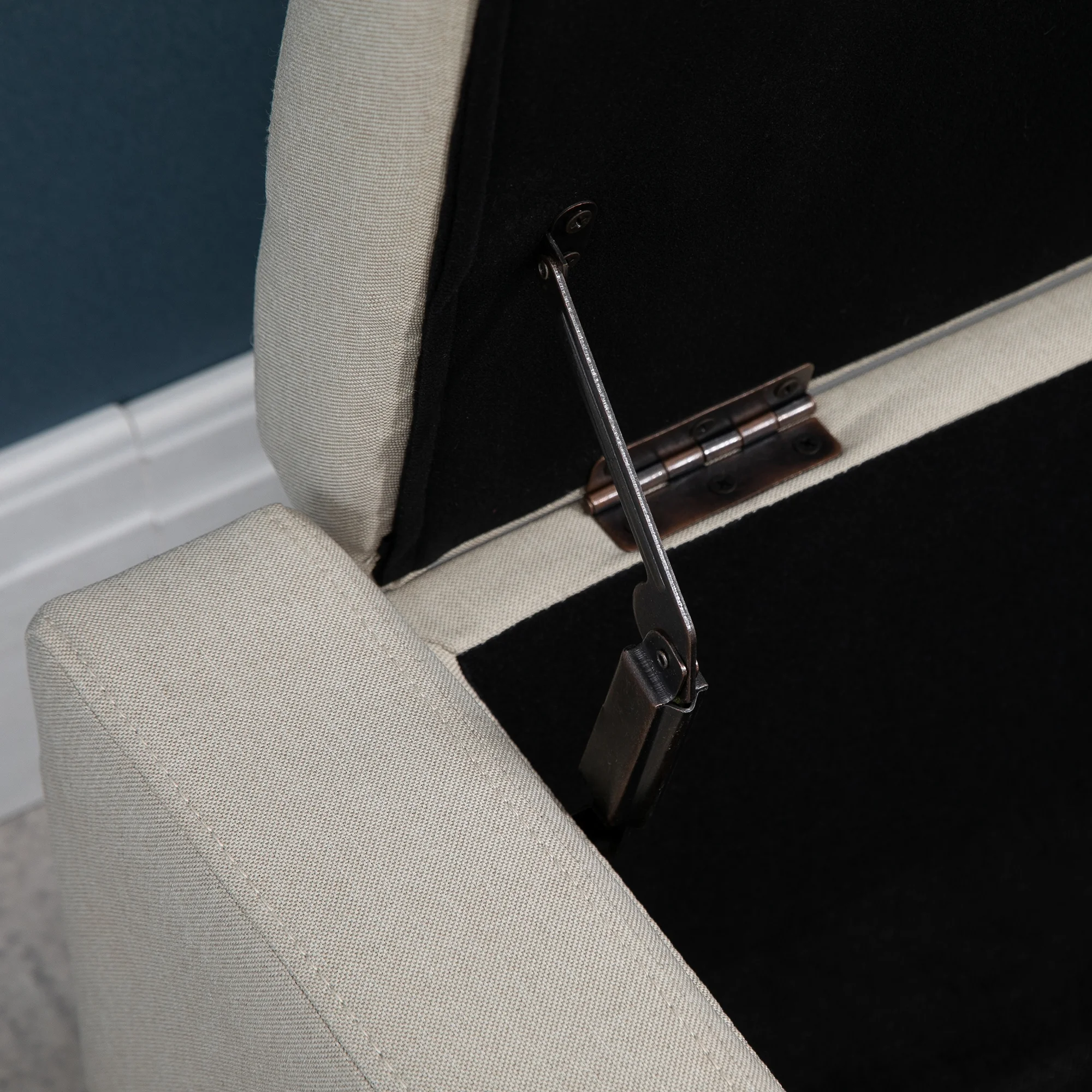 HOMCOM Linen Storage Ottoman Bench Storage Chest Tufted Ottoman Cube with Flipping Top