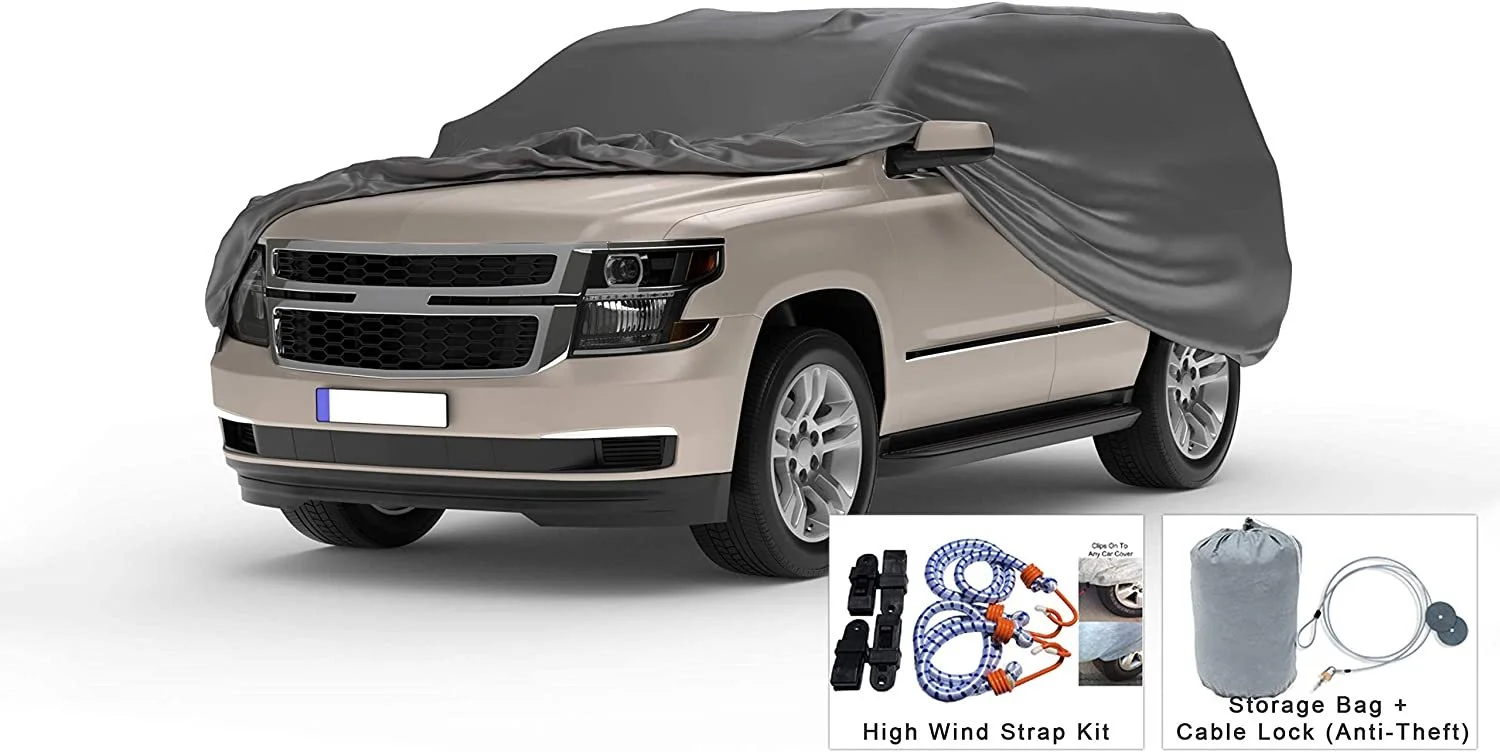 Weatherproof Truck Cover Compatible with 1991-1996 GMC Sonoma Club Cab & Camper Shell - 5L Outdoor & Indoor - Protect from Rain, Snow, Hail, Sun - Theft Cable Lock, Bag & Wind Straps