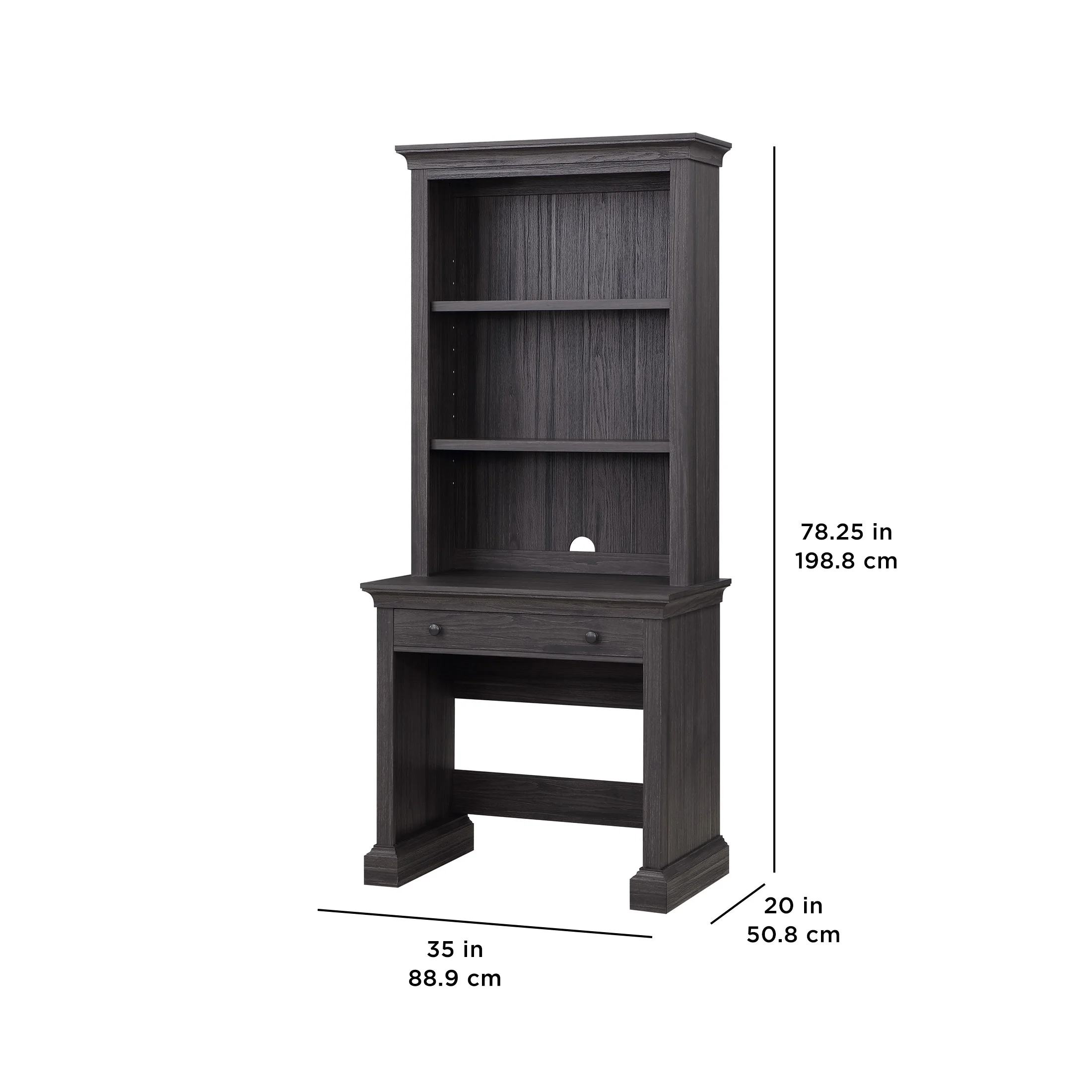 Better Homes & Gardens Canton Writing Desk with 2-Shelf Hutch, Tobacco Oak Finish