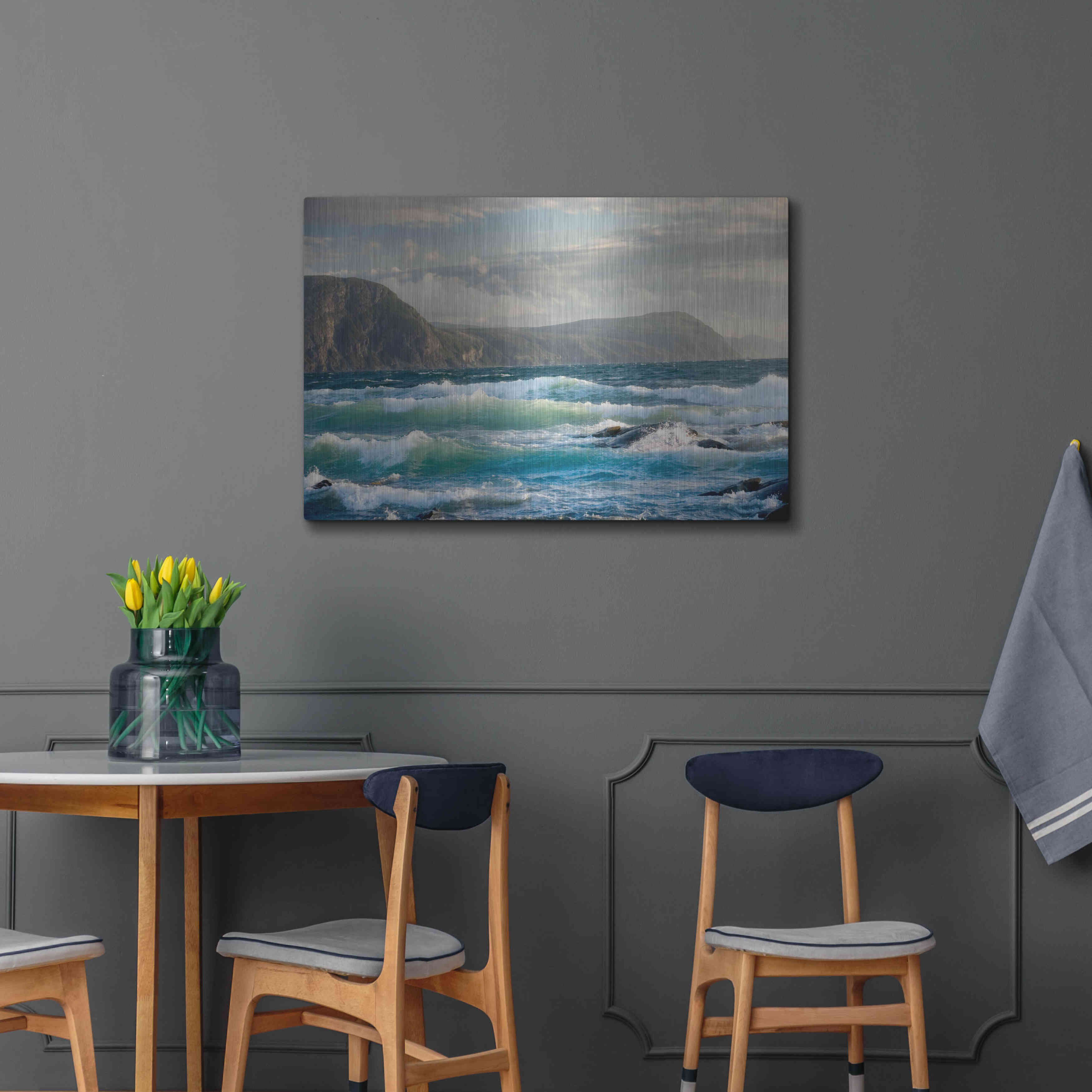 Luxe Metal Art 'Newfoundland Sunset Surf' by Mike Jones, Metal Wall Art, 36