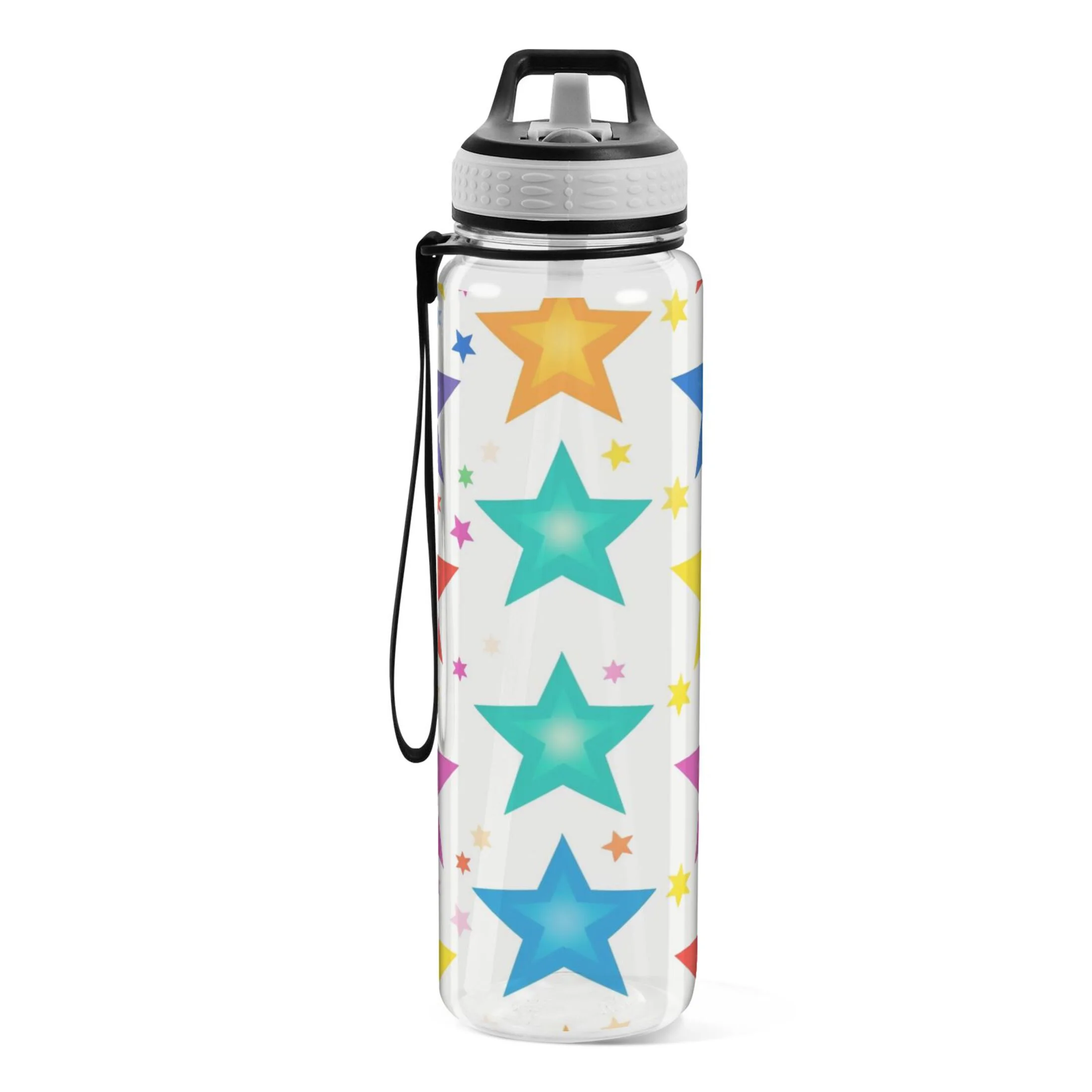 Colorful Star 32oz Sports Water Bottles Leakproof Tritan Bottle with Straw BPA Free Clear Bottle for Fitness Gym Outdoor Cycling