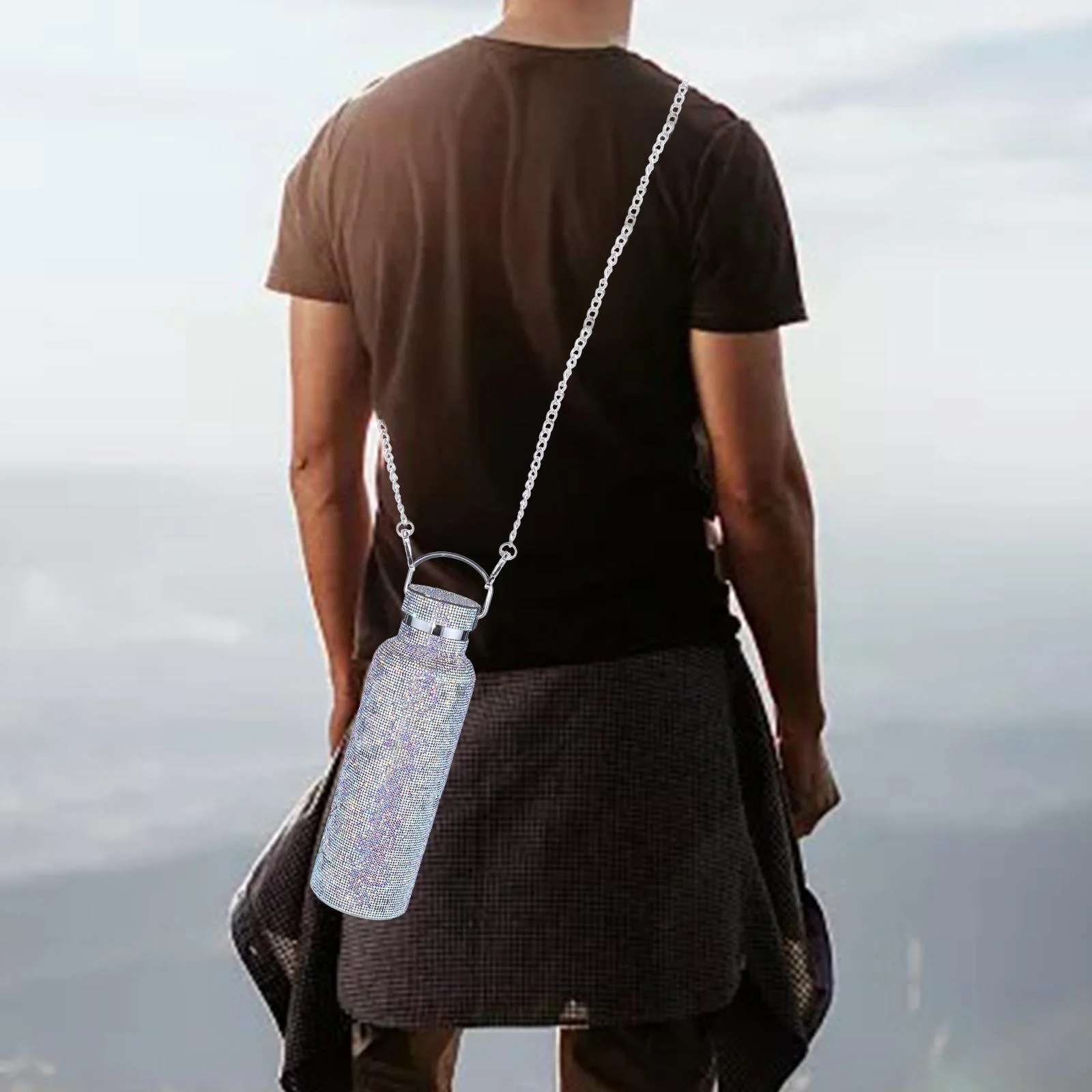 2Pcs Diamond Vacuum Cup 500ml/17oz Bling Rhinestone Drinking