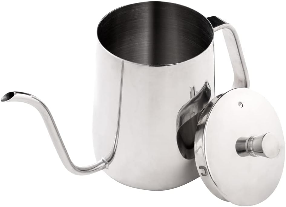 Restpresso 12 Ounce Gooseneck Kettle, 1 Dishwashable Pour Over Kettle - With Thermometer Hole, Non-Stick Coating, Stainless Steel Stovetop Kettle, Built-In Handle, -