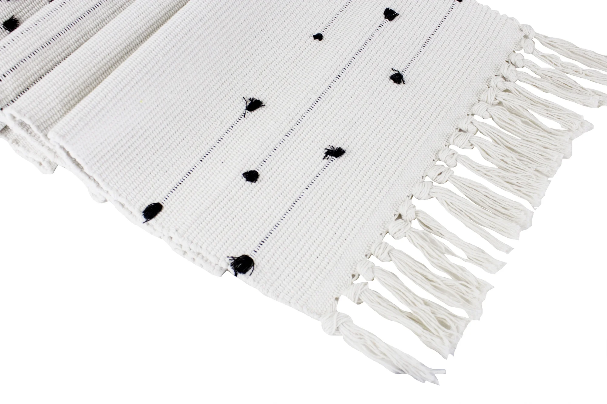 Fennco Styles Boho Chic Stitched Chevron Fringe 14 x 103 Inch Cotton Blend Table Runner