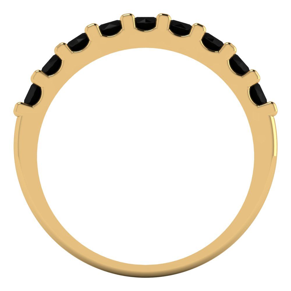 1.81 ct Brilliant Round Cut Natural Onyx 18K Yellow Gold Stackable Band SZ 4