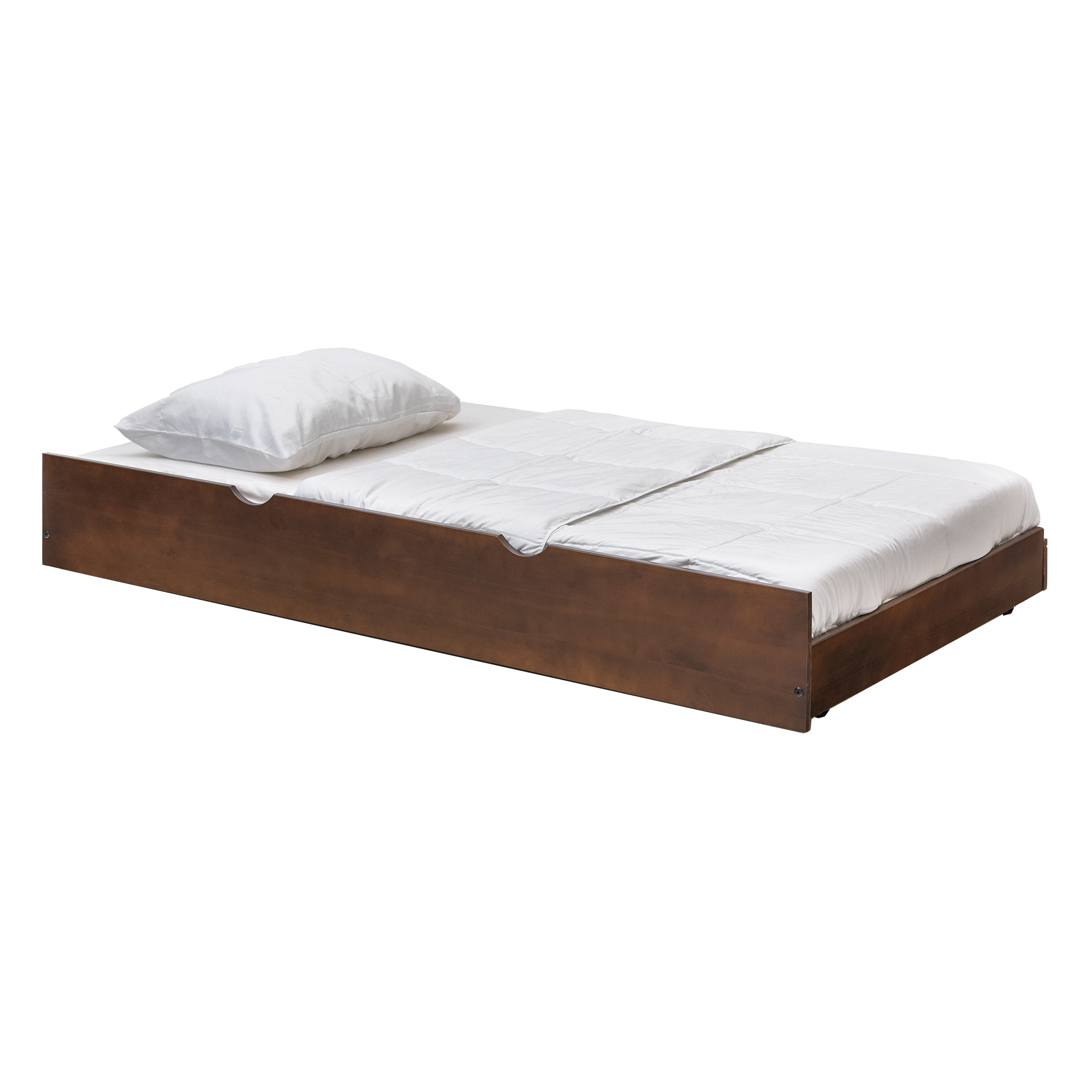 Desert Fields Baneberry Simple Solid Wood Trundle Bed, Walnut
