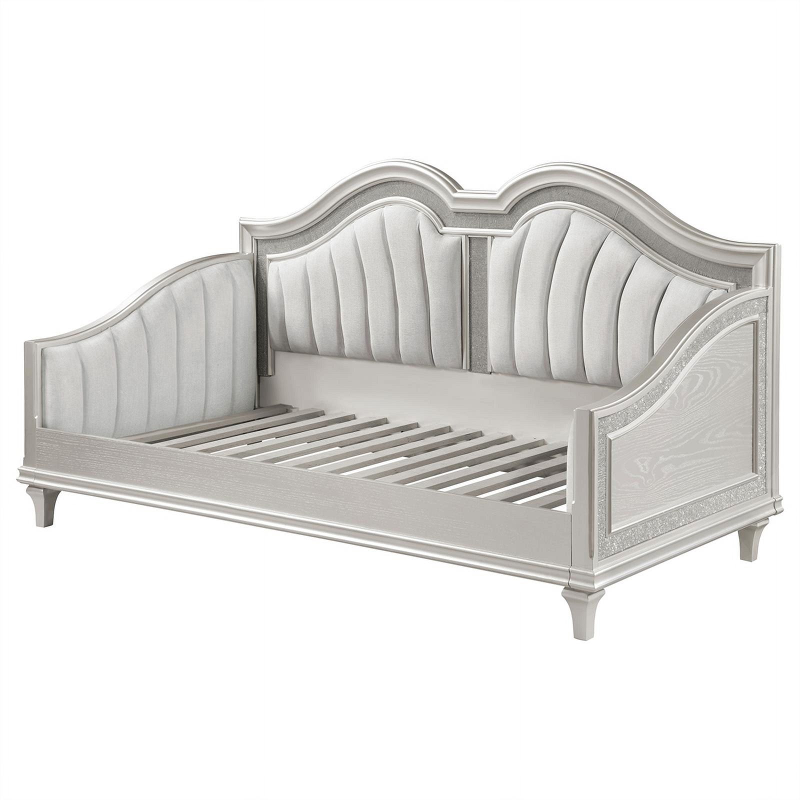 Pemberly Row Upholstered Twin Daybed in Silver Oak and Ivory
