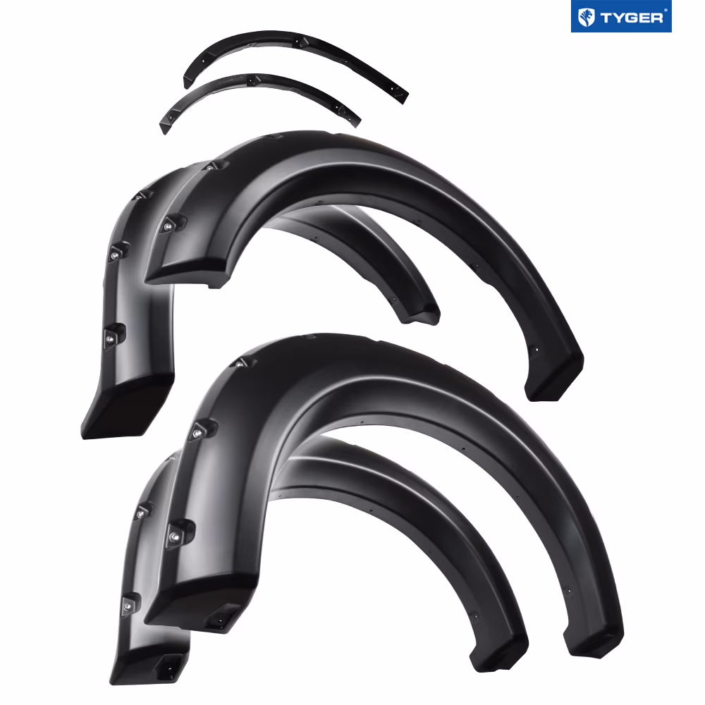 Tyger Auto Fender Flares Compatible with 2009-2014 Ford F-150 (Exclude Raptor) Fleetside, Smooth Textured Paintable Bolt-Riveted Style 4pc | TG-FF8F4028