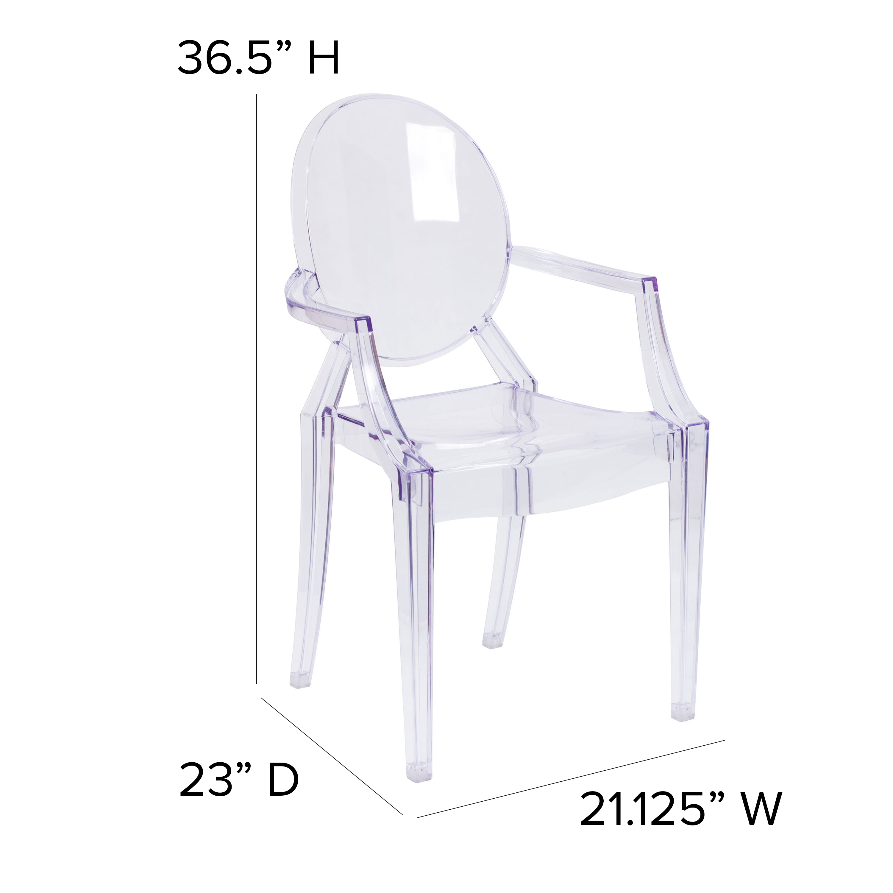 Flash Furniture Ghost Chair with Arms in Transparent Crystal