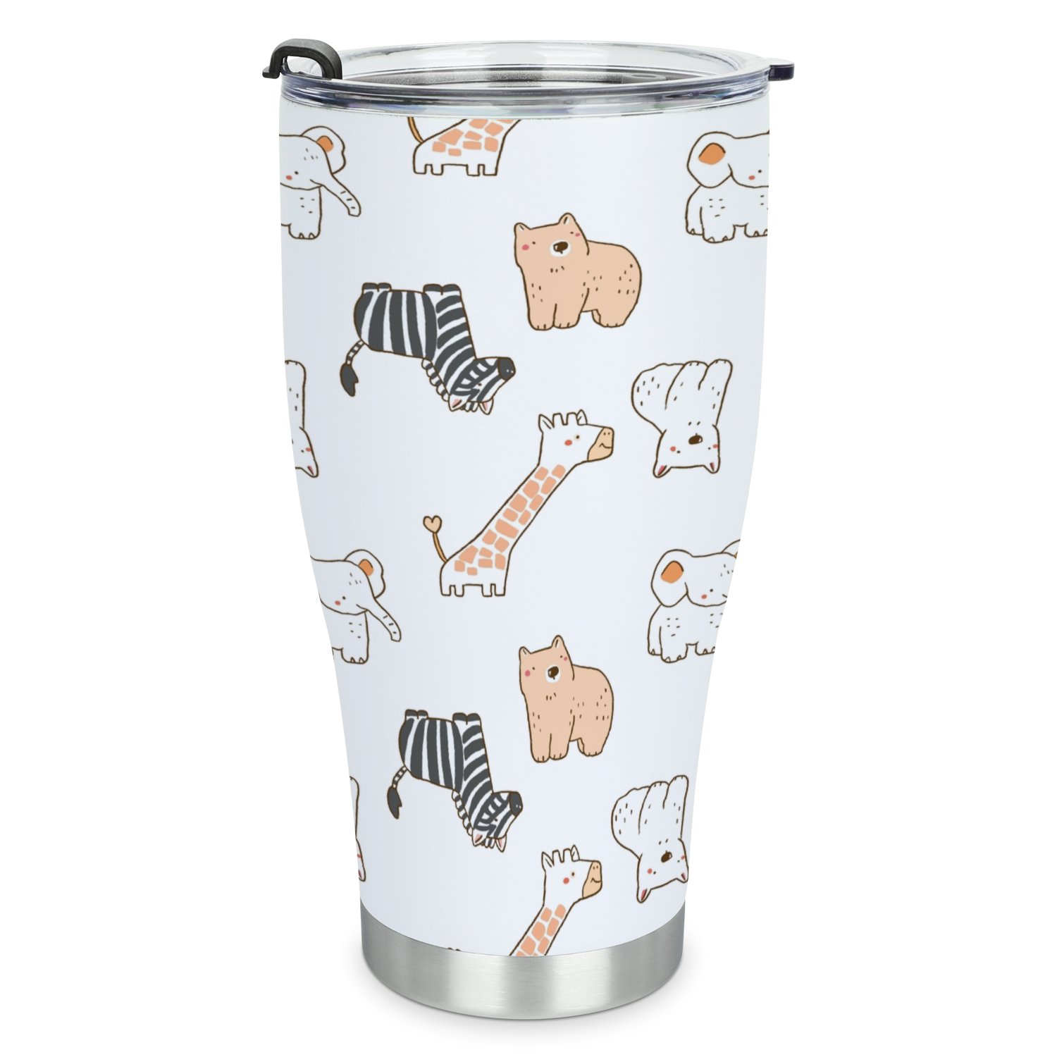 Hidove Stainless Steel Tumbler, Seamless Pattern with Cartoon Bear 30oz Leak Proof & Stainless Steel Bottle for Hot & Cold Drinks - Coffee Travel Mug, Water Metal Canteen, Thermal Cup