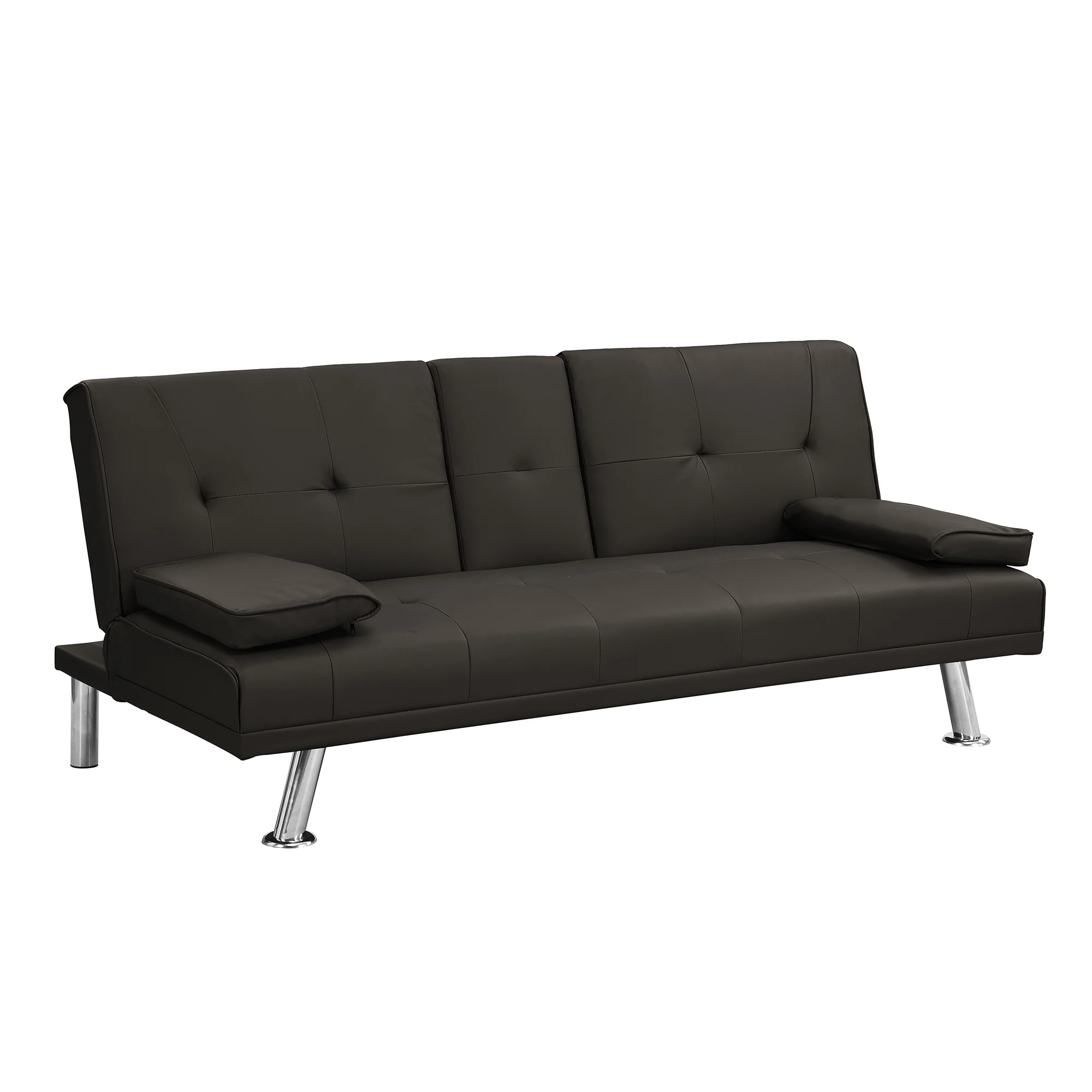 Sofa Bed with Armrest two holders wood frame