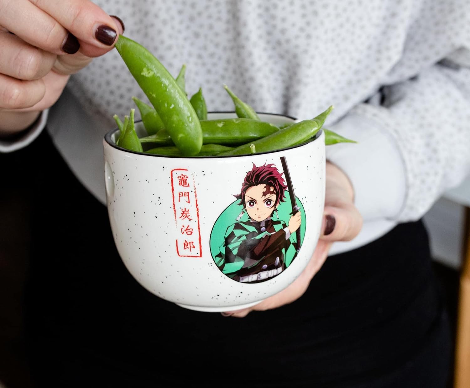 Demon Slayer Tanjiro Japanese Dinnerware Set | 16-Ounce Ramen Bowl, Chopsticks