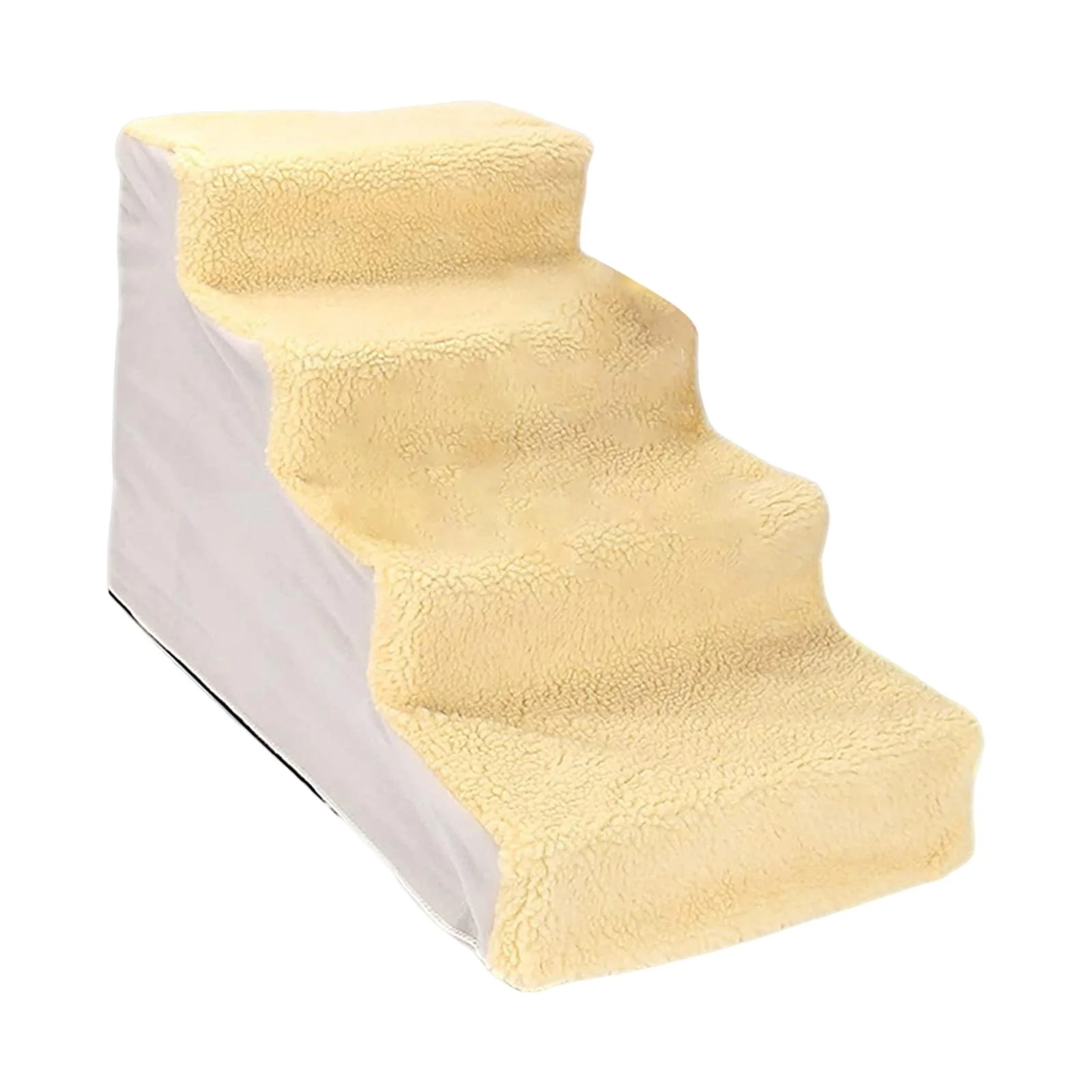 Portable Dog Stairs Ladder Ramp Warm Cover Non Slip Detachable Climbing Washable Stairs Step Pet Supplies for High Bed Indoor , Yellow