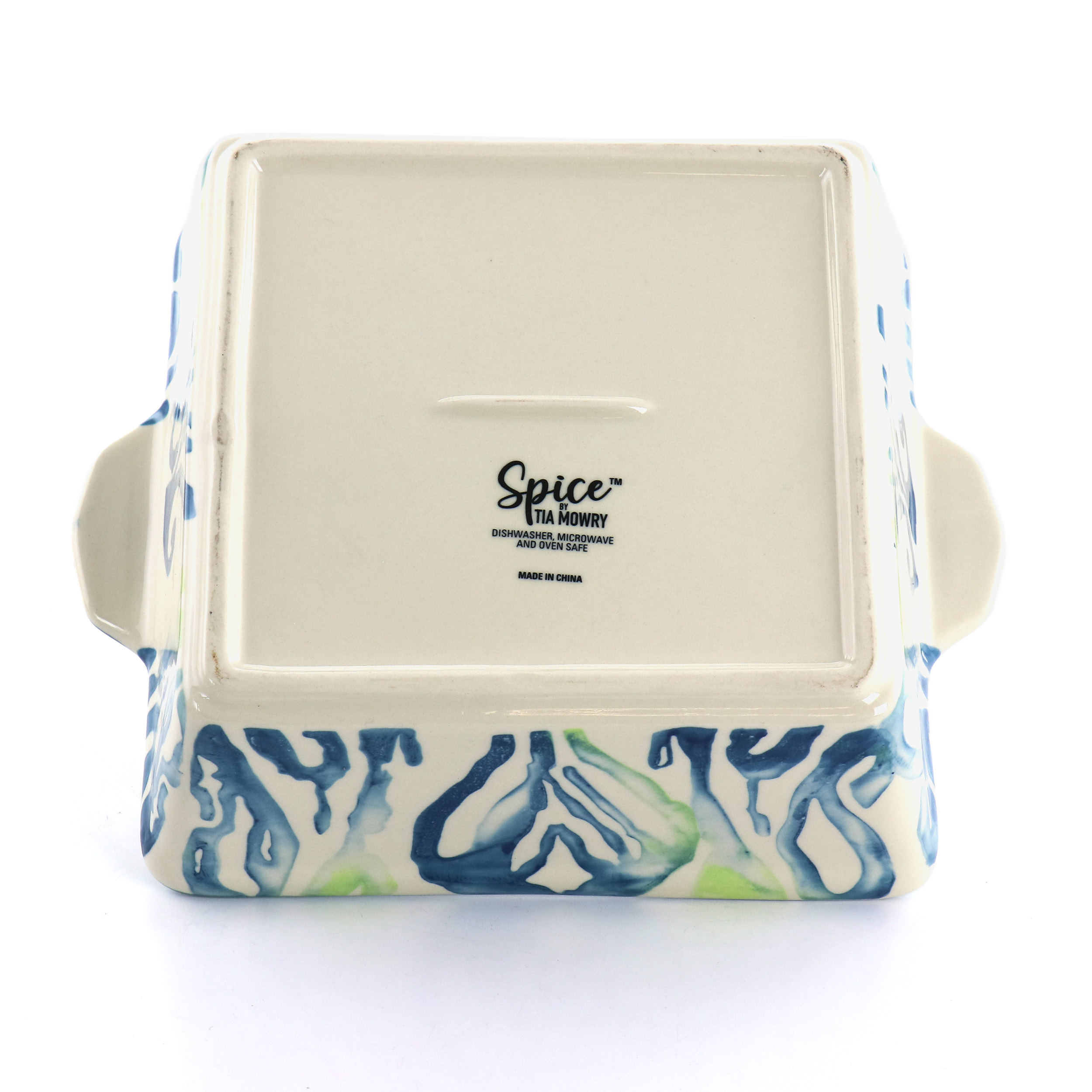 Spice By Tia Mowry 2 Quart Square Stoneware Bakeware in Blue and White