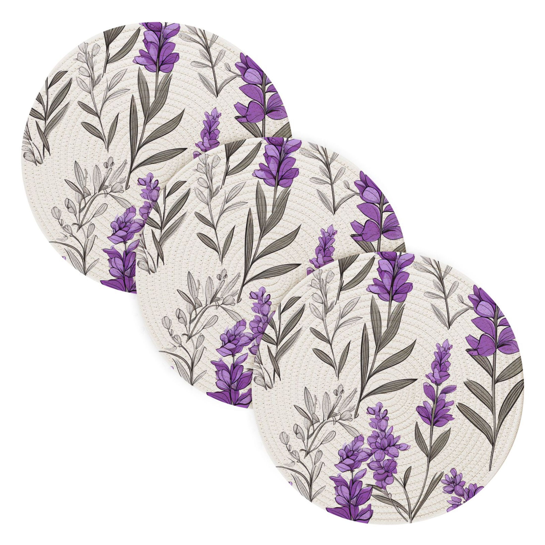 Lavenders Violet 3 PCs Pot Holders Trivets Kitchen 15