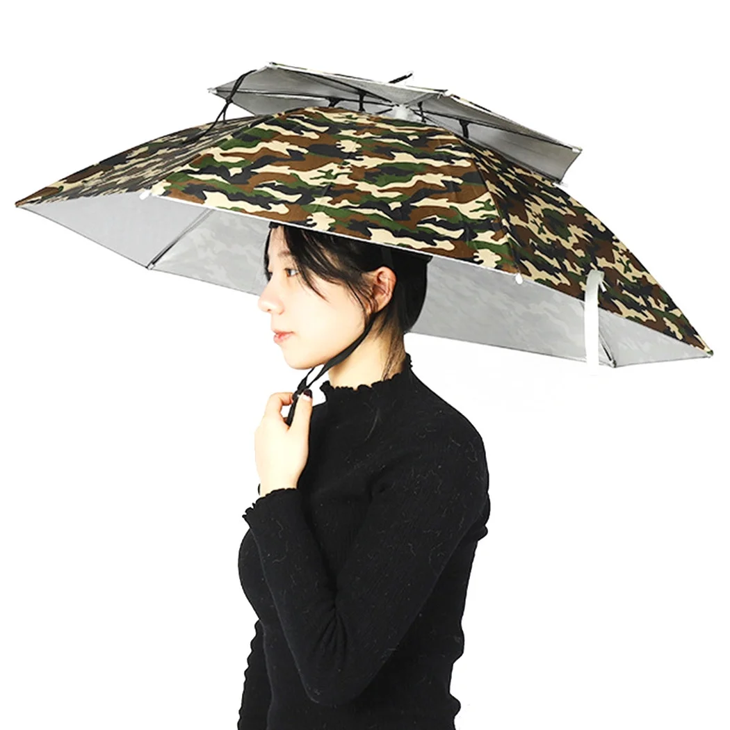 Umbrella Hat Rain-proof Unisex Folding Windproof Fishing Umbrella Head Umbrella
