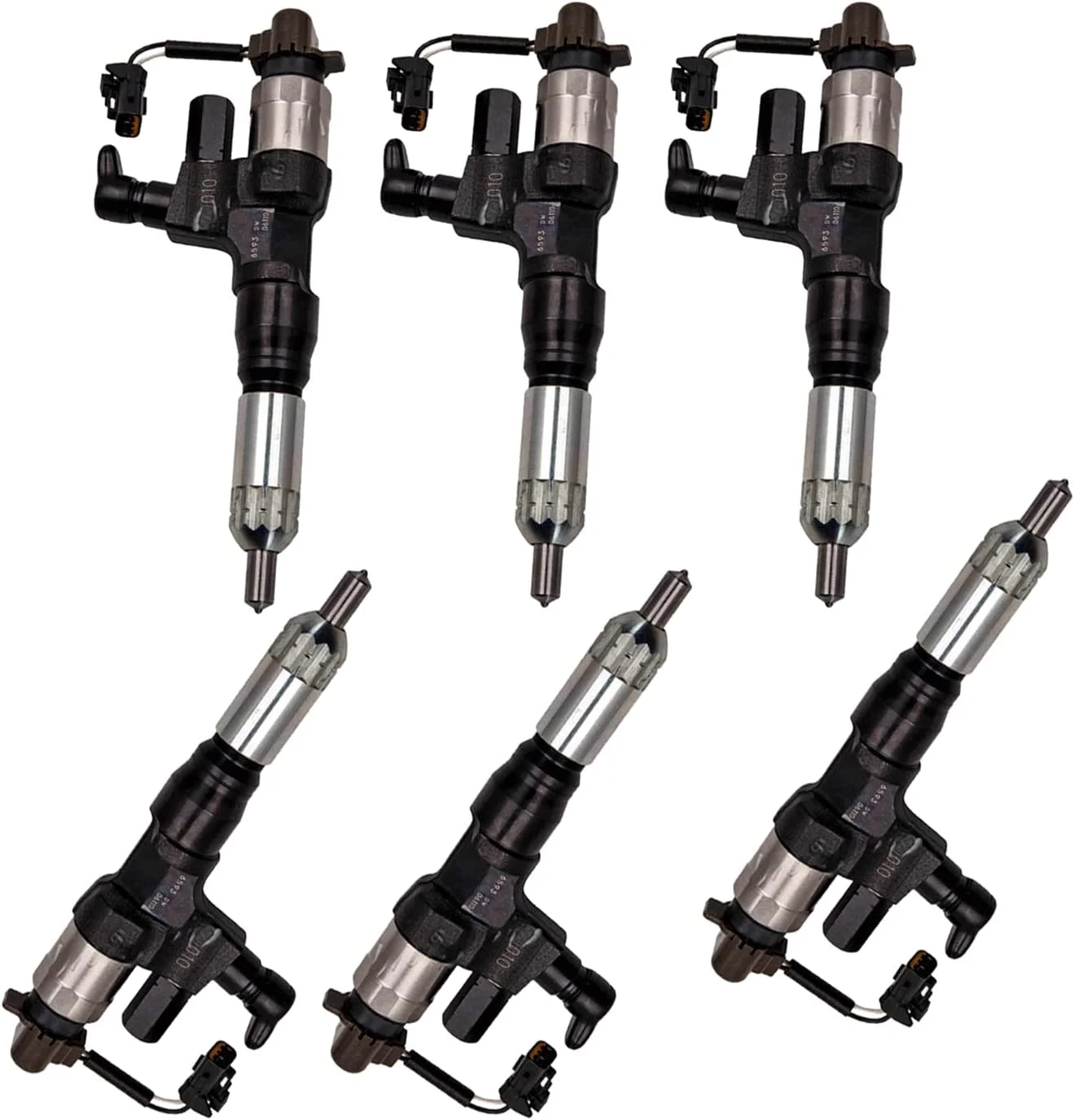 Seapple 6pcs Common Rail Injector Assembly 095000-6590 095000-6593 Compatible with Hino J08E Kobelco K330-8 SK350-8