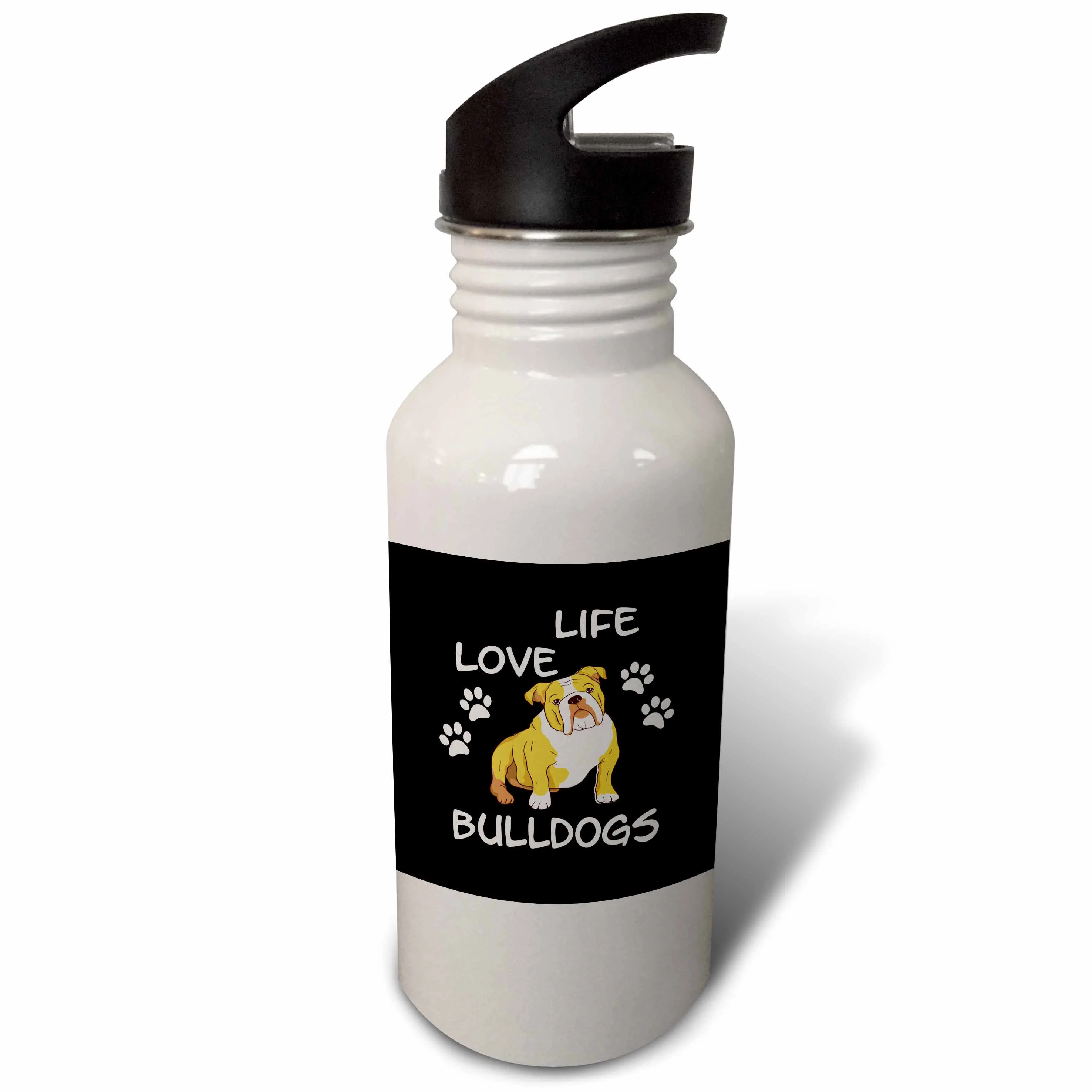 Life Love and English Bulldogs with Paw Flip Straw 21oz Water Bottle wb-306921-2