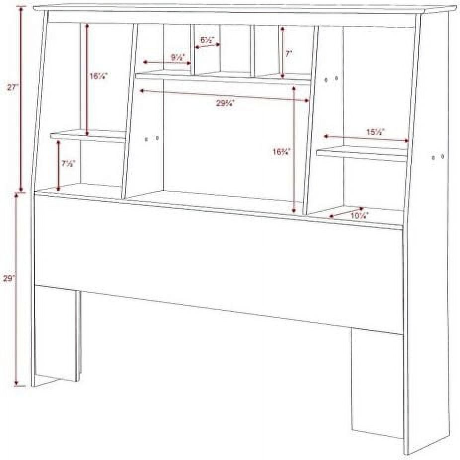 Modern Wood Slant-Back Tall Full Queen Bookcase Headboard In Black