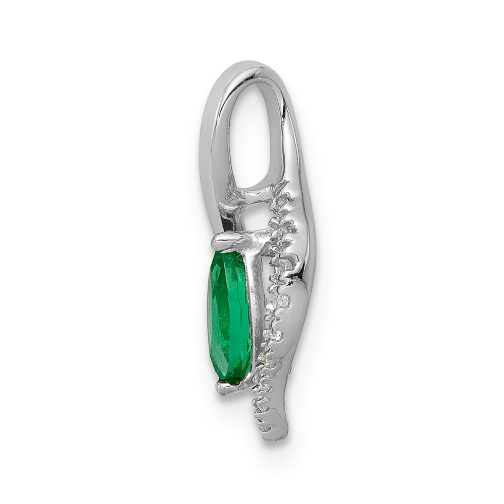 14k White Gold Diamond and Marquise Emerald Pendant QPM5267-EM-005-WA