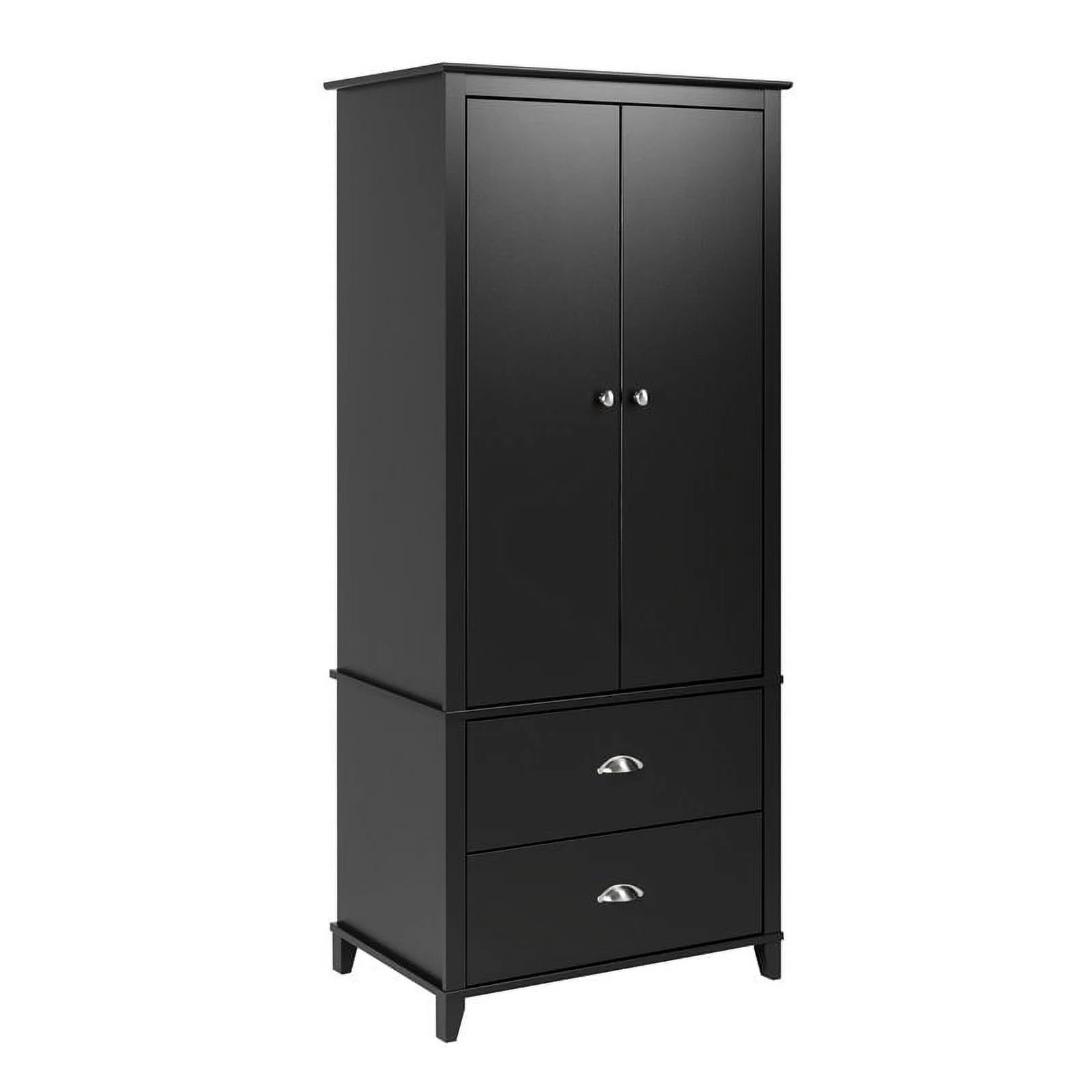 Home Square 3-Piece Set with 2 2-Drawer Nightstands & Wardrobe Armoire in Black