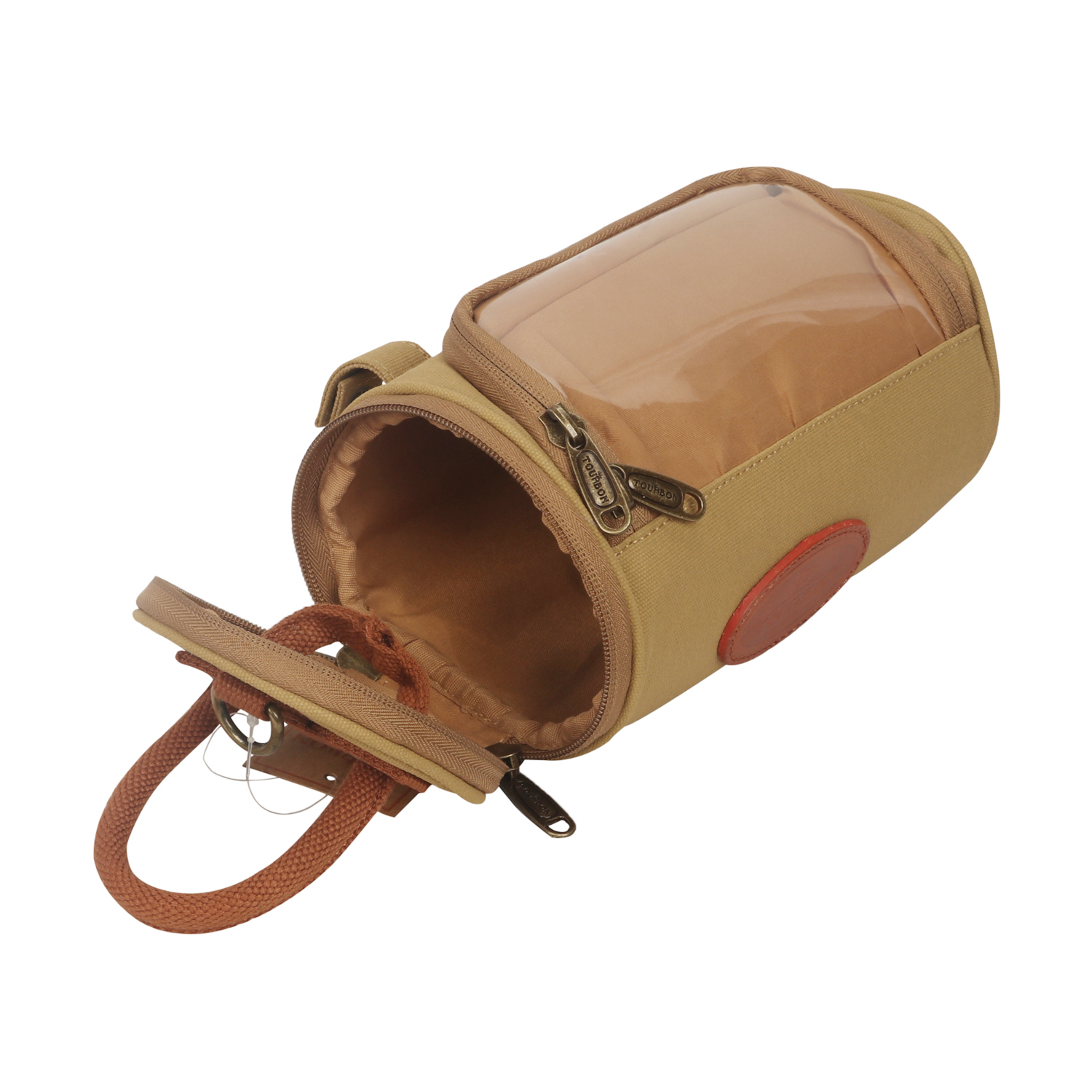TOURBON Waxed Canvas Retro Bike Canvas Handlebar Bag Bicycle Cycling Case Up to 6.8'' Phone Pouch Holder