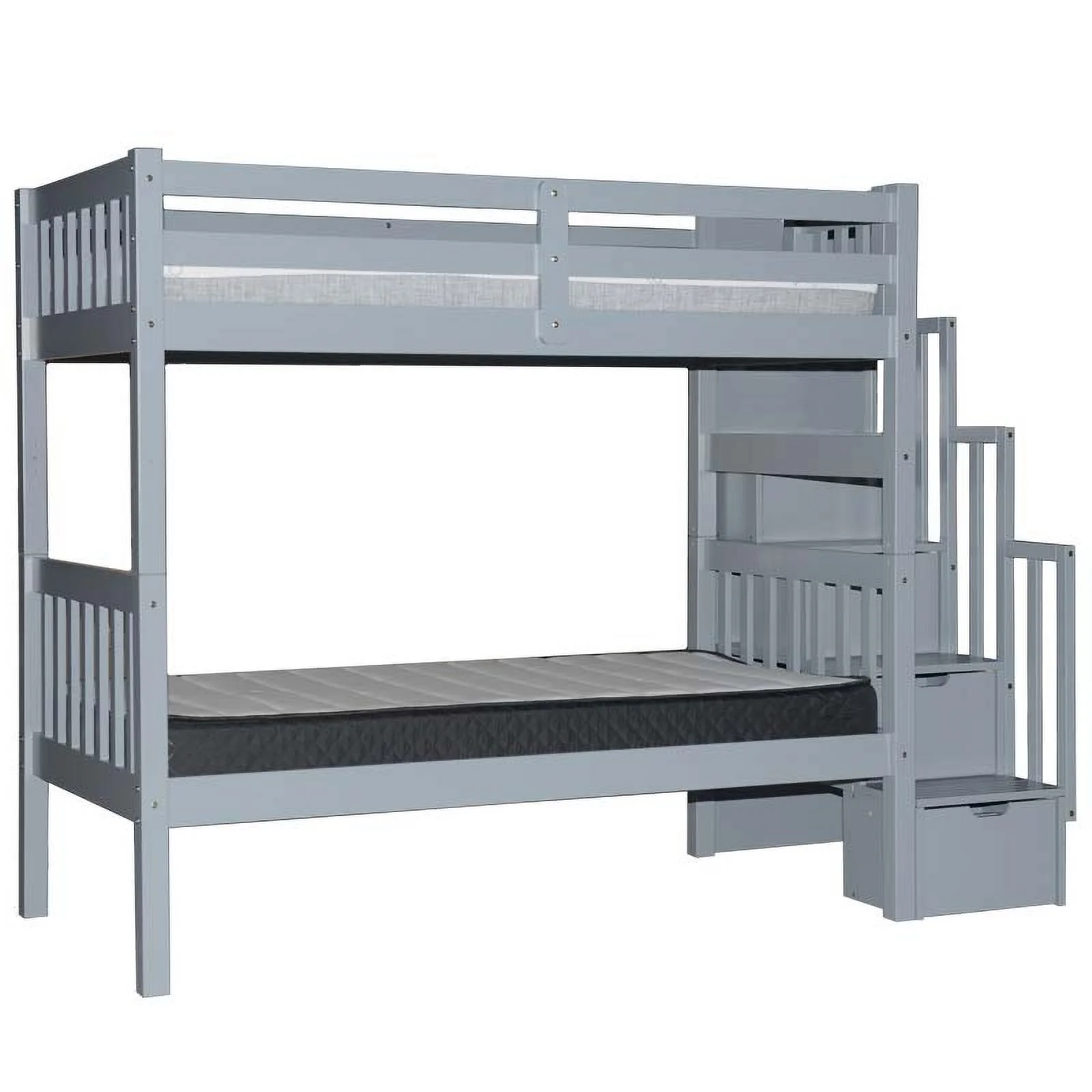 Wynn Stairway Twin over Twin Bunk Bed Grey