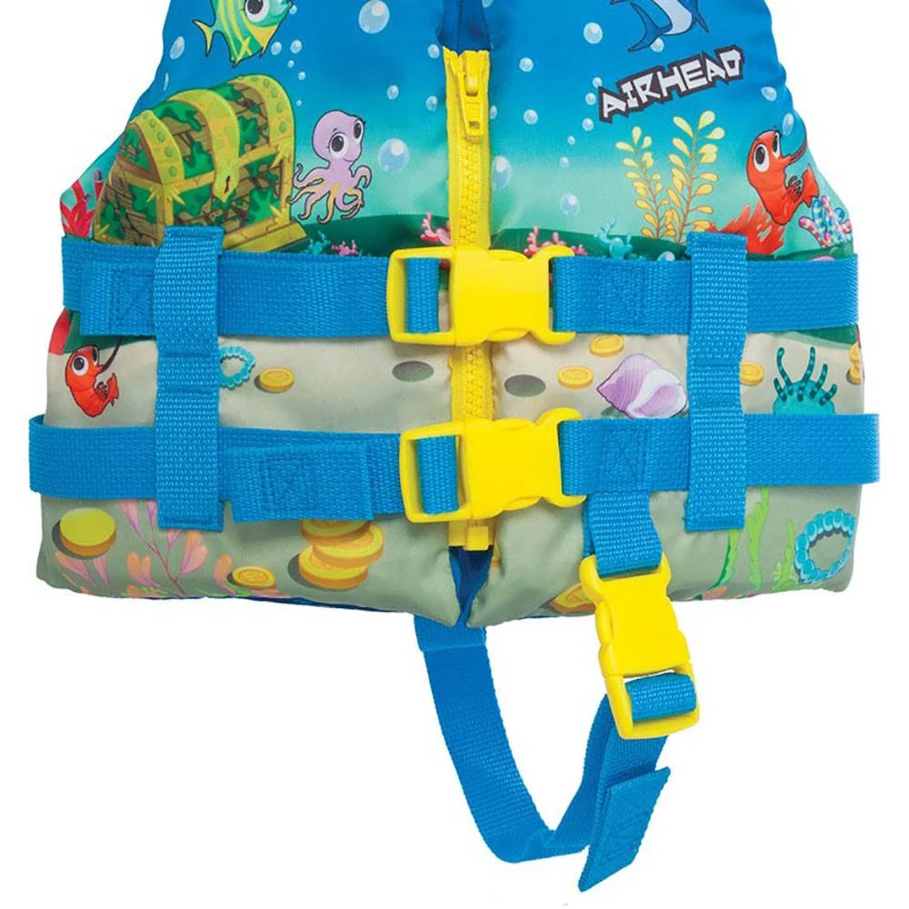 Airhead Ocean Treasure Kids 30-50 Lb Zippered Childrens Life Vest Jacket, Blue