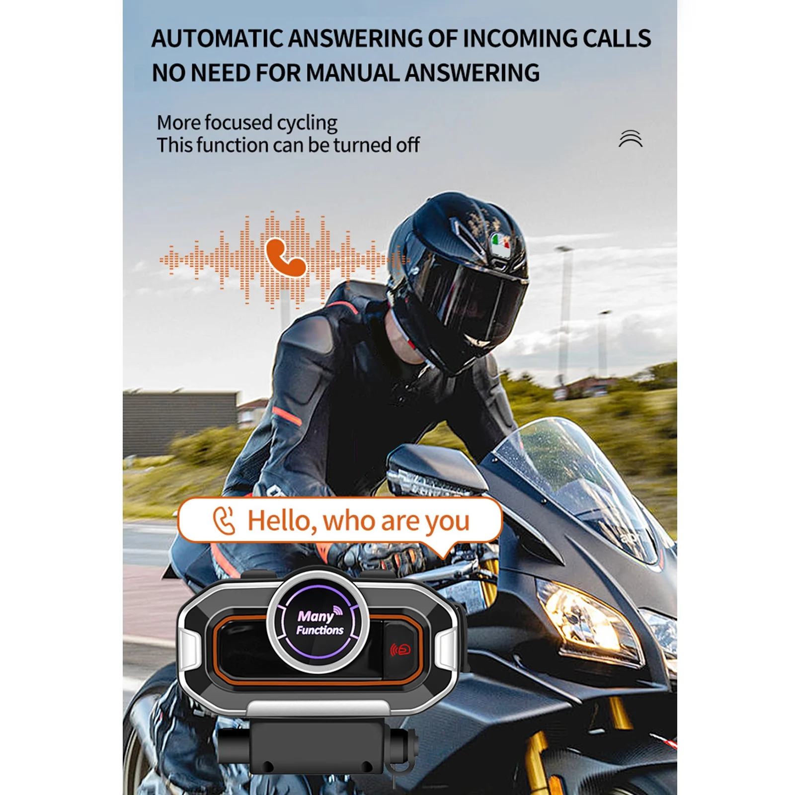 Apexeon Interphone,AI Voice 300M - Intercom BT 5.0 Motorbike Helmet Voice Assistant Walmart V9pro BT5.0 Hands-free Riders 300M Support IP67 Waterproof 300M Assistant Motorbike - - Helmet Intercom