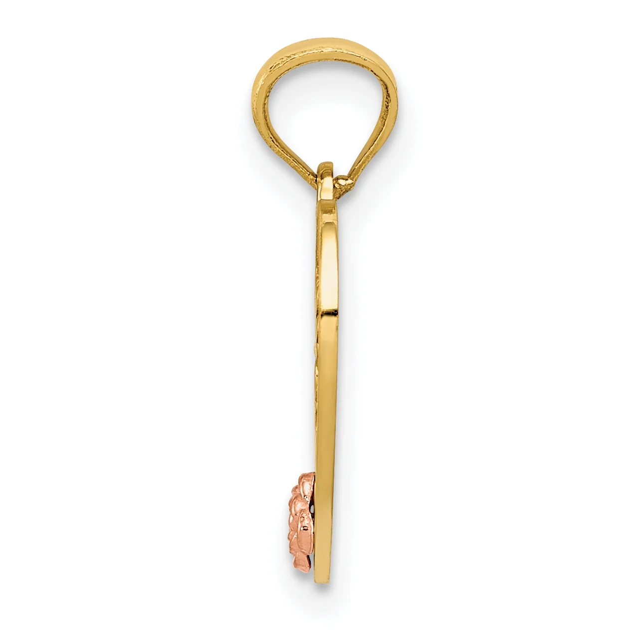 14K Two-Tone Gold Two-Tone Little Sister Heart Pendant (20mm x 15mm) With 10K Yellow Gold Lightweight Rope Chain 18