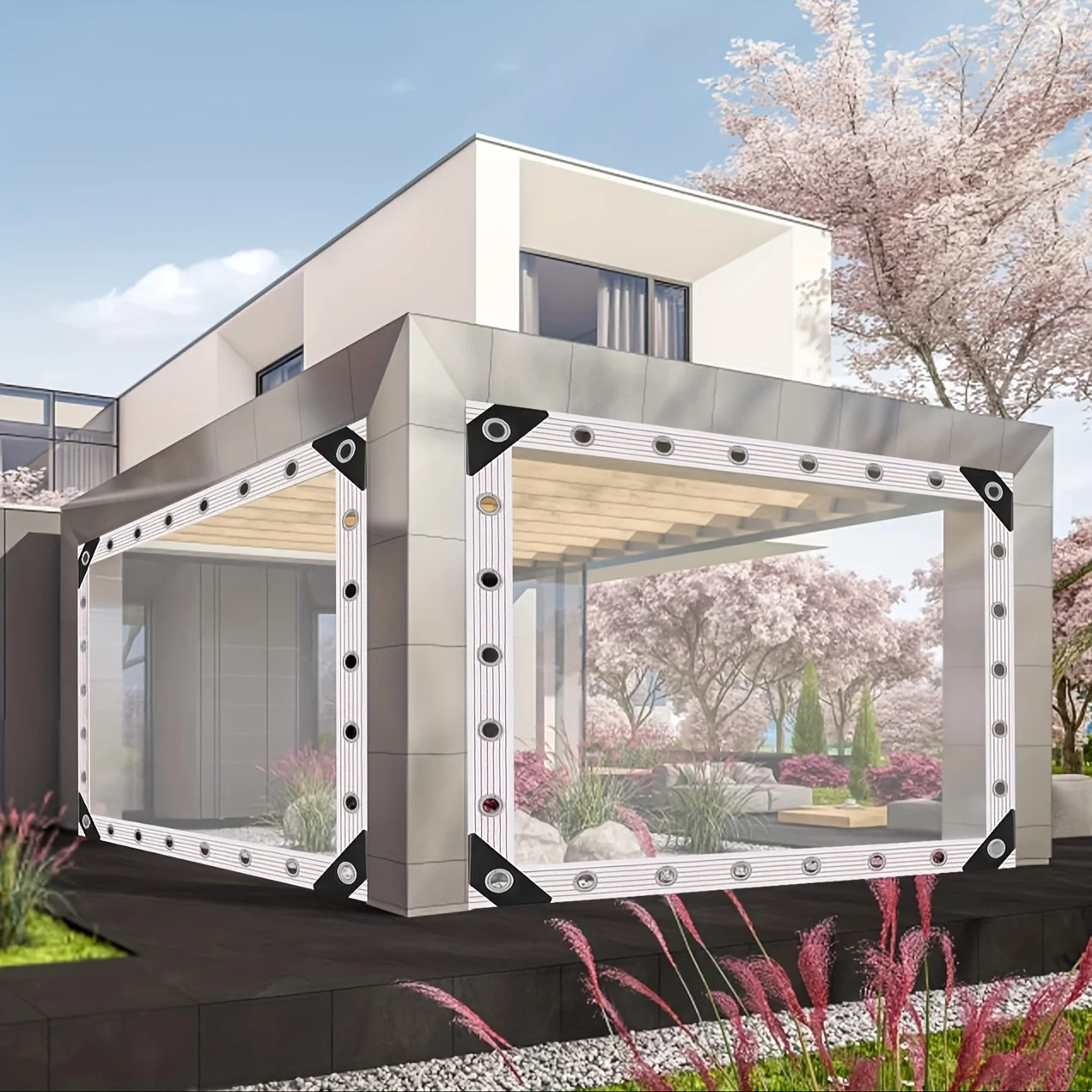 Heavy-Duty & Versatile Waterproof Vinyl Tarp: Dust, Snow Proof with Grommets for Garden, Camping, Outdoor Protection and Warmth