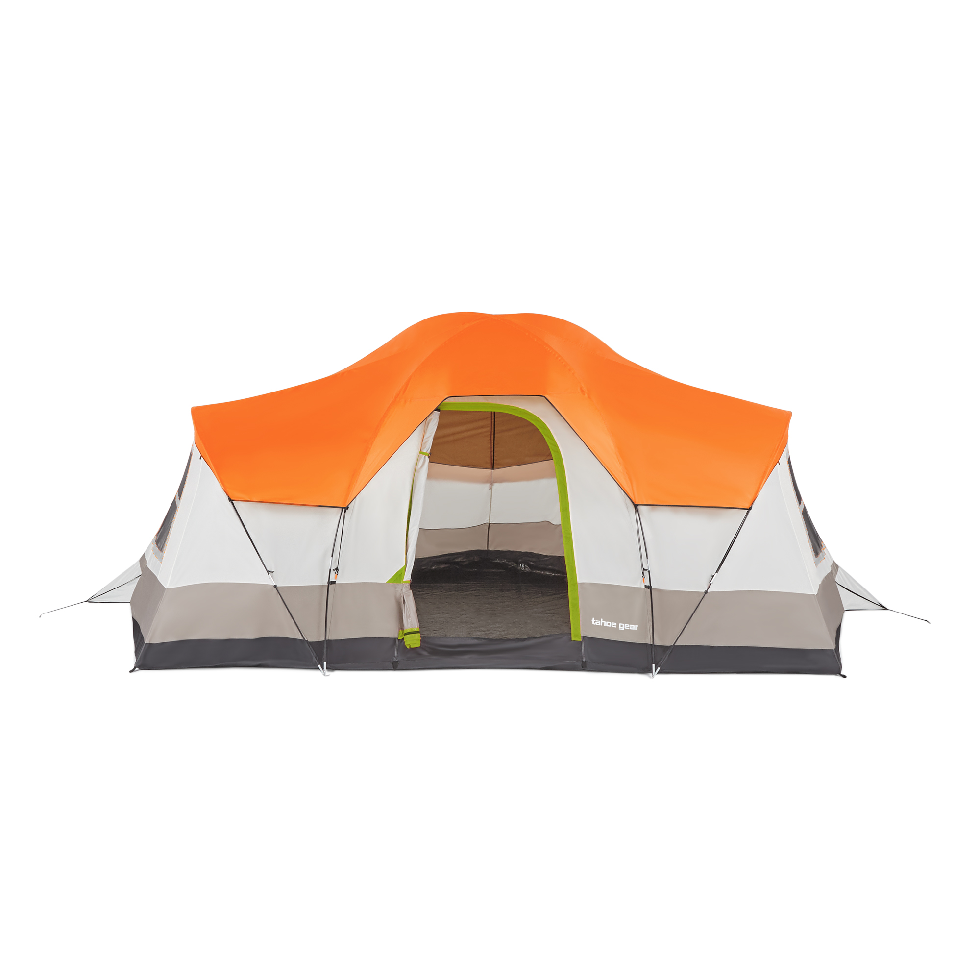 Tahoe Gear Olympia 10 Person 3 Season Outdoor Camping Tent, Orange & Green