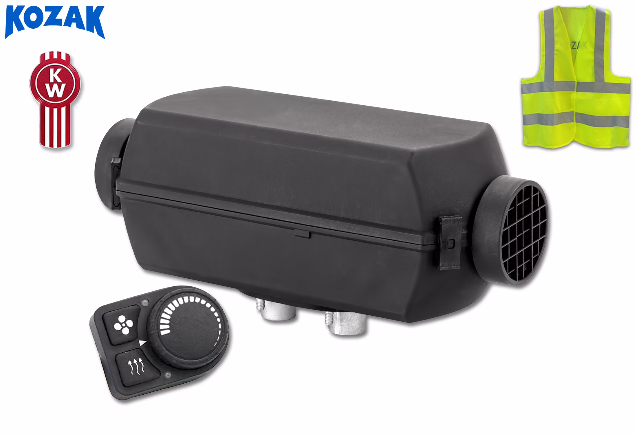 AUTOTERM Air 2D (Planar) 2 kW Diesel Air Heater 12V with PU-5 controller Similar to Webasto, Airtronic, Eberspacher, Espar for Kenworth T680 T660 Truck PLUS Logo and Vest
