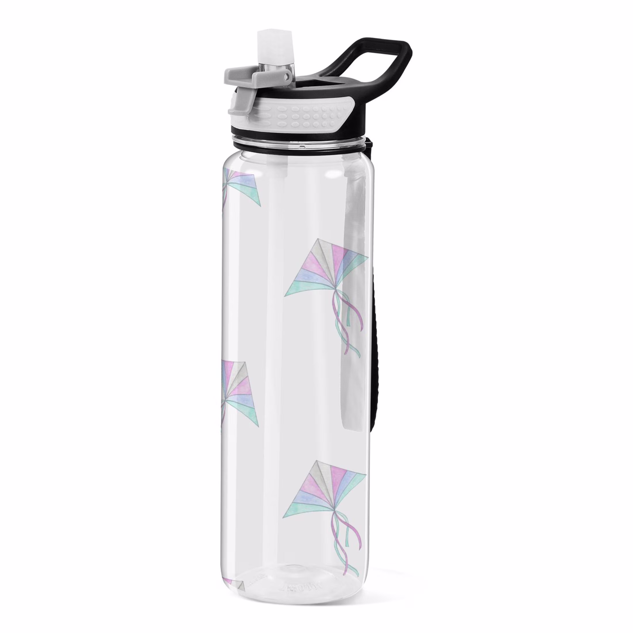 Kites 32oz Water Bottles with Straw Tritan Leakproof Sports Bottle BPA Free Clear for Fitness Gym Swimming Cycling