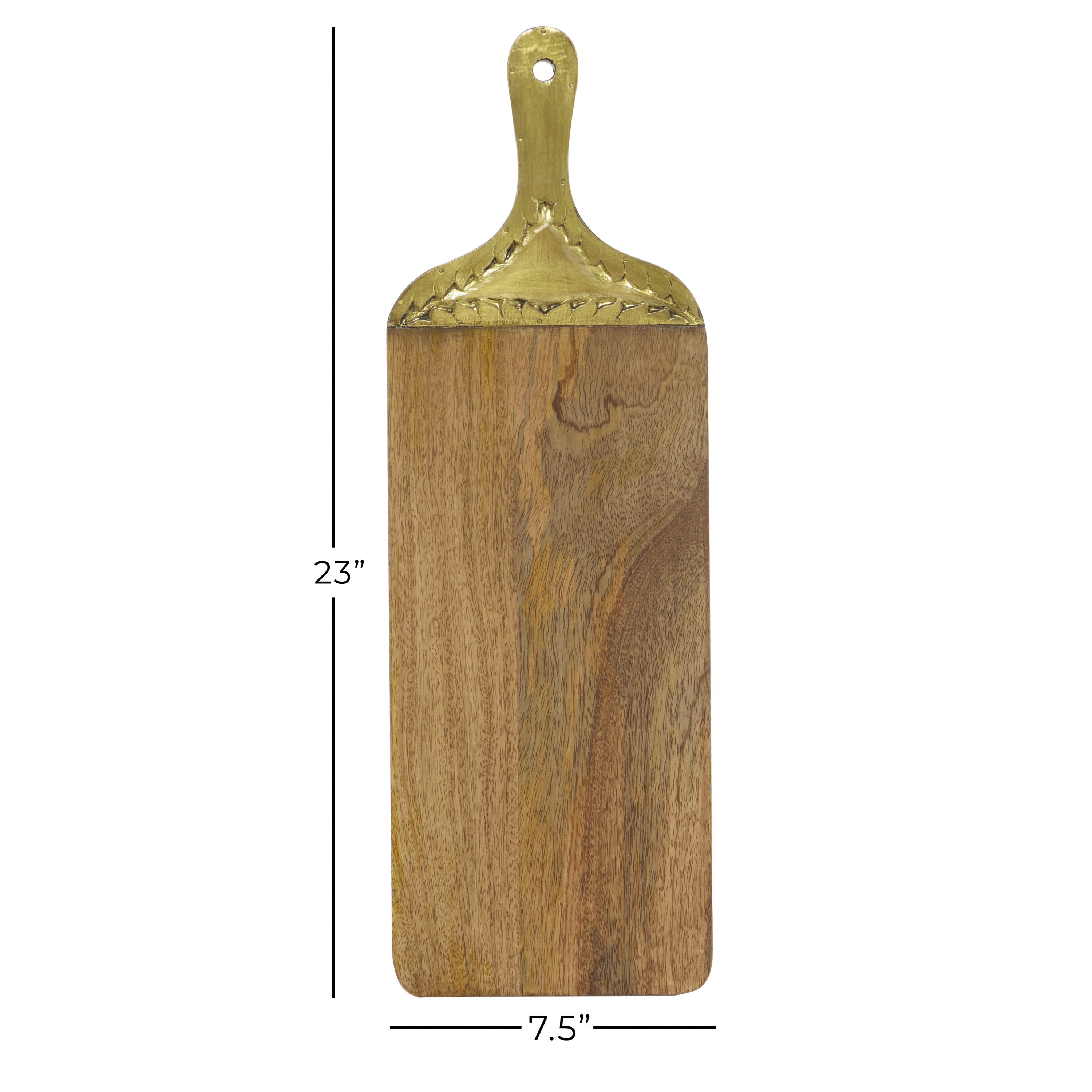 DecMode  Brown Mango Wood Cutting Board with Gold Accents