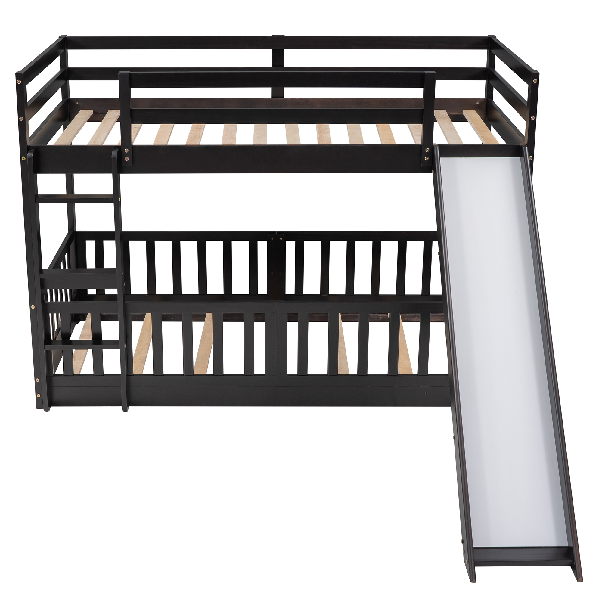 Espresso Twin Over Twin Bunk Bed with Slide and Ladder